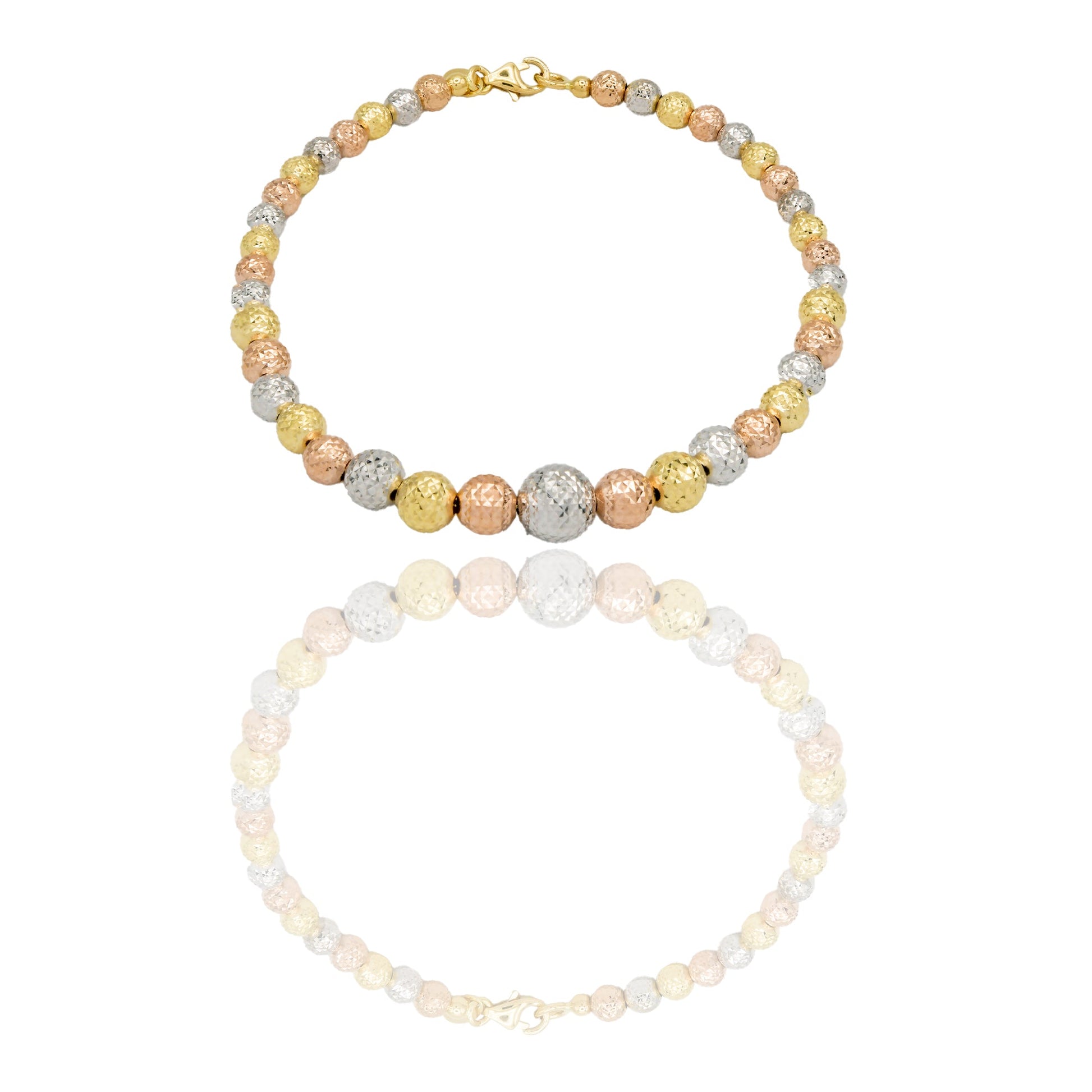 Bracciale Oro Giallo Oro Bianco, Oro Rosa Oro 18 carati Milleluci Sfere a scalare Solo Oro Lunghezza cm. 19 sfera mm. 4/5/6/8