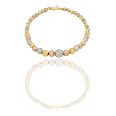 Bracciale Oro Giallo Oro Bianco, Oro Rosa Oro 18 carati Milleluci Sfere a scalare Solo Oro Lunghezza cm. 19 sfera mm. 4/5/6/8