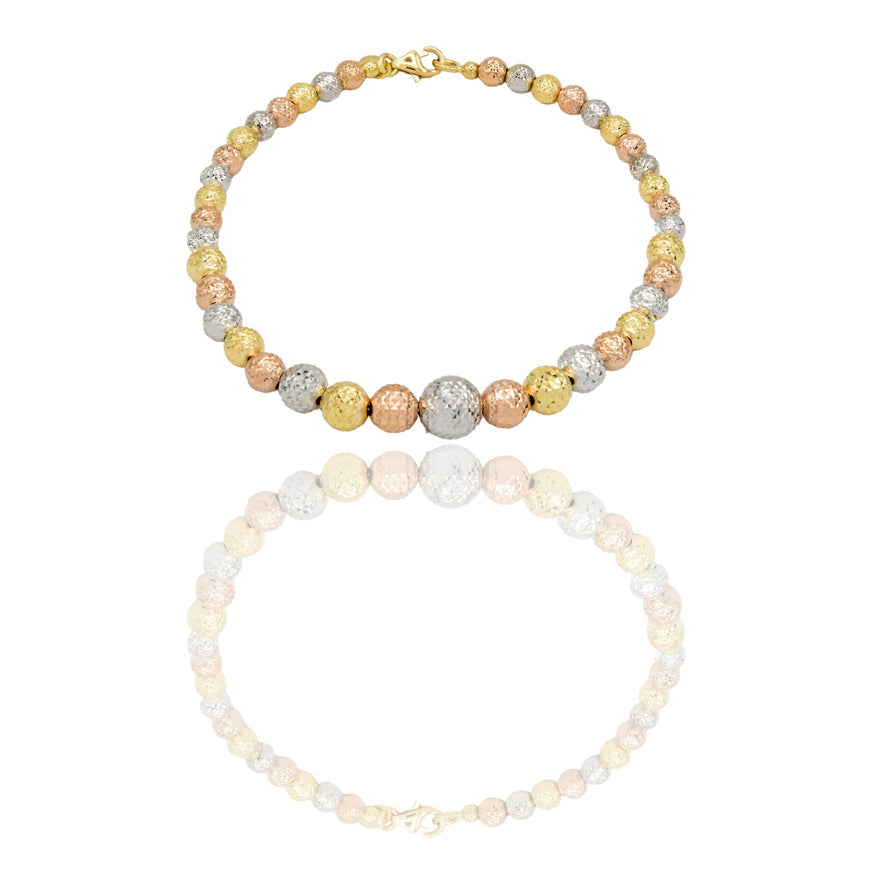 Bracciale Oro Giallo Oro Bianco, Oro Rosa Oro 18 carati Milleluci Sfere a scalare Solo Oro Lunghezza cm. 19 sfera mm. 4/5/6/8