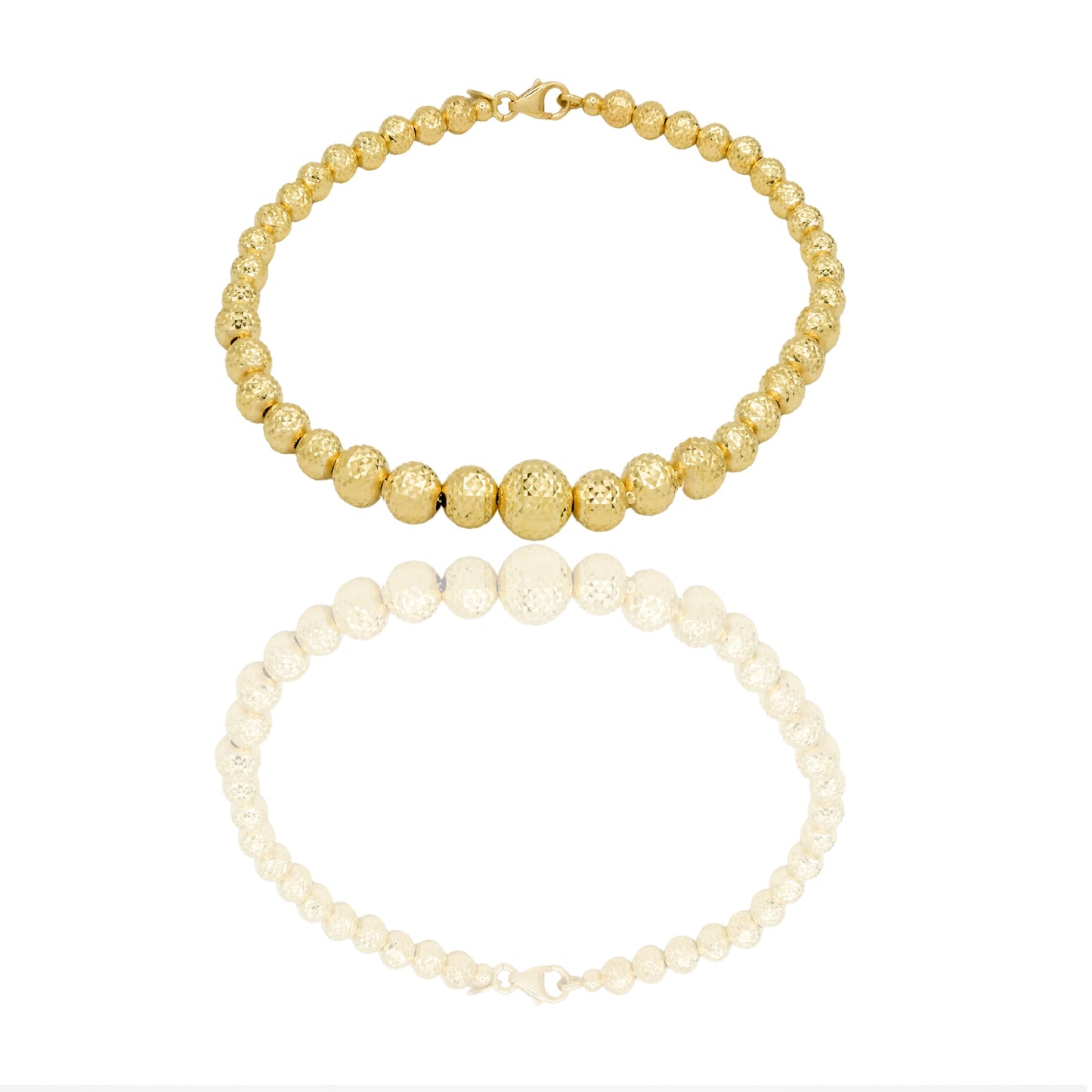 Bracciale Oro Giallo Oro 18 carati Milleluci Sfere a scalare Solo Oro Lunghezza cm. 19 sfera mm. 4/5/6/8