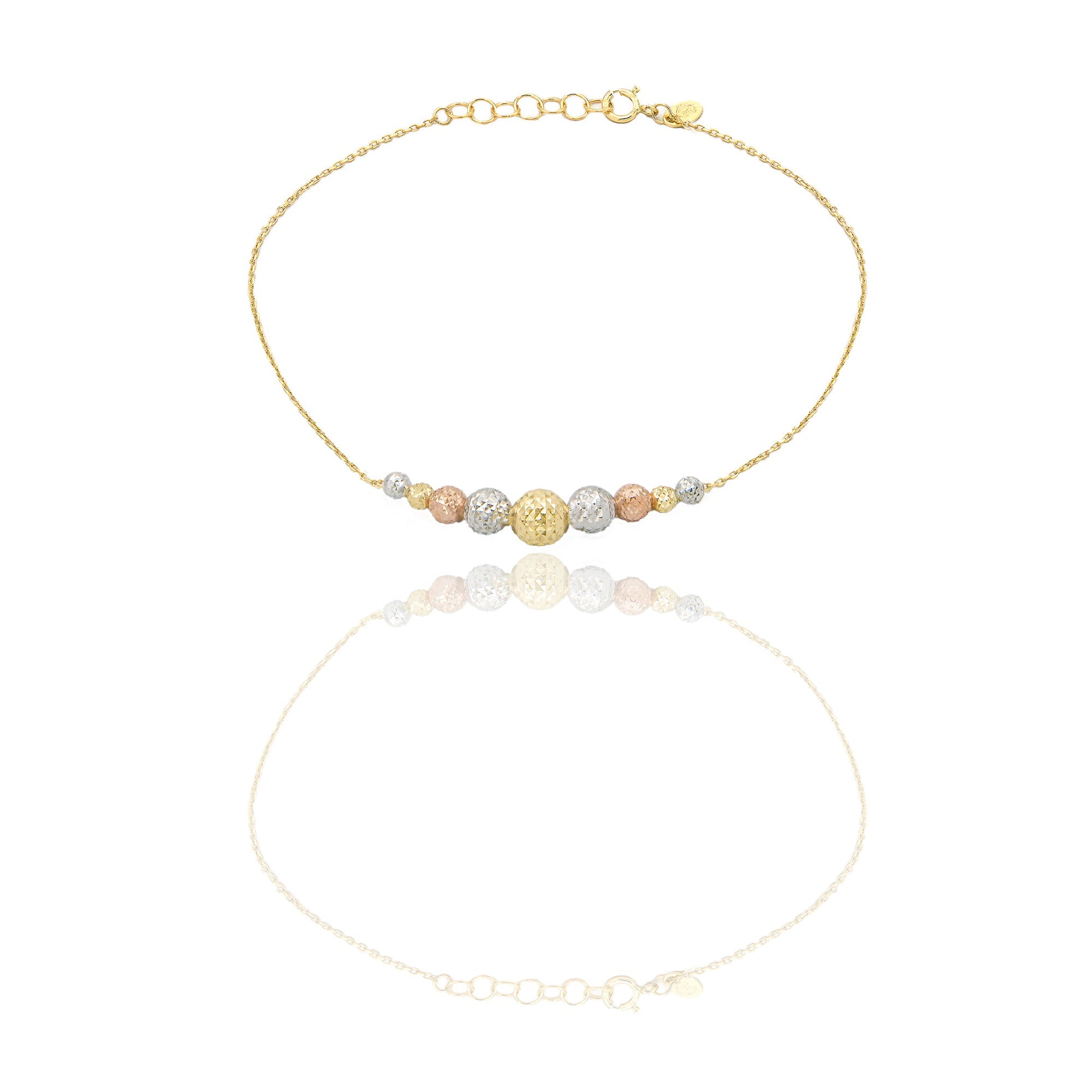 Bracciale Oro Giallo Oro Bianco, Oro Rosa Oro 18 carati Milleluci Sfere a scalare Solo Oro Lunghezza cm. 19 sfera mm. 3/4/5/6