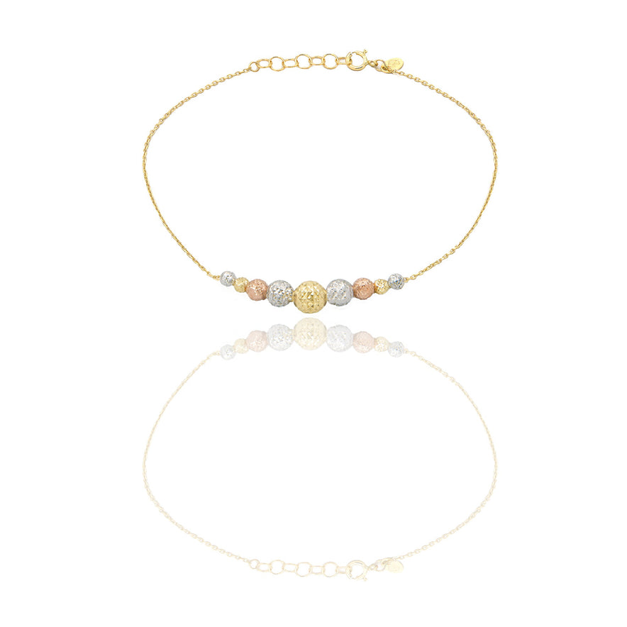 Bracciale Oro Giallo Oro Bianco, Oro Rosa Oro 18 carati Milleluci Sfere a scalare Solo Oro Lunghezza cm. 19 sfera mm. 3/4/5/6