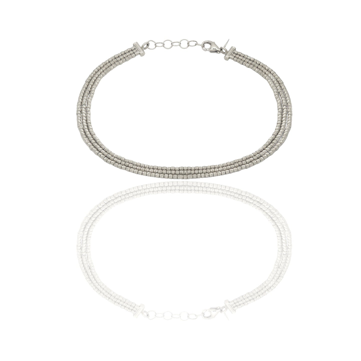 Bracciale Oro Bianco Oro 18 carati 3 Fili Sfera Slash Solo Oro Lunghezza cm. 19 sfera mm. 1,40