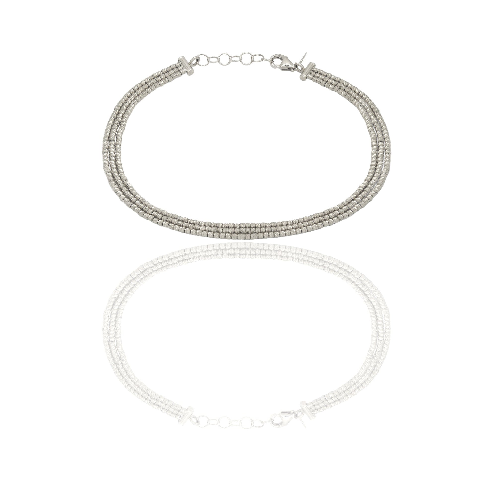 Bracciale Oro Bianco Oro 18 carati 3 Fili Sfera Slash Solo Oro Lunghezza cm. 19 sfera mm. 1,40