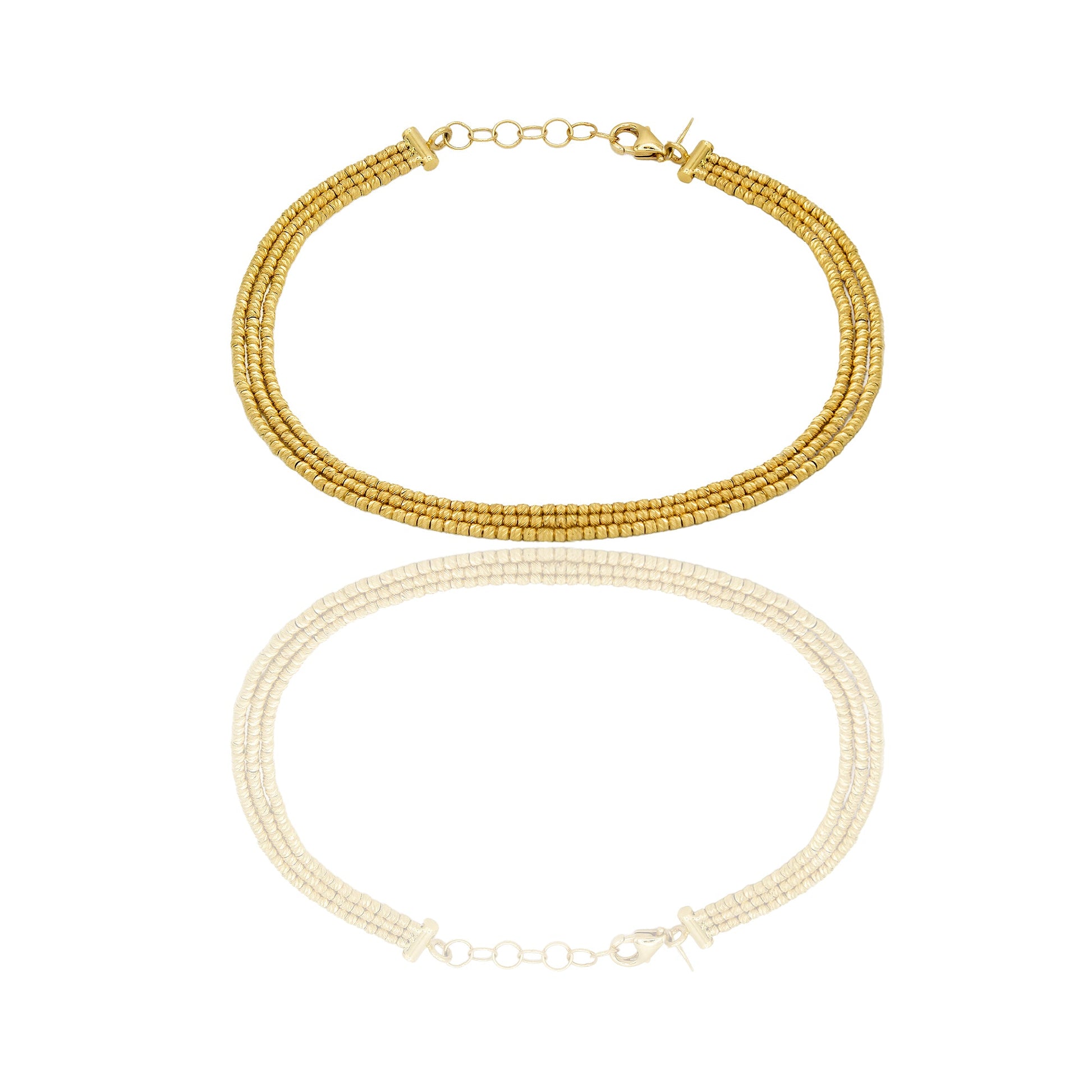 Bracciale Oro Giallo Oro 18 carati 3 Fili Sfera Slash Solo Oro Lunghezza cm. 19 sfera mm. 1,40