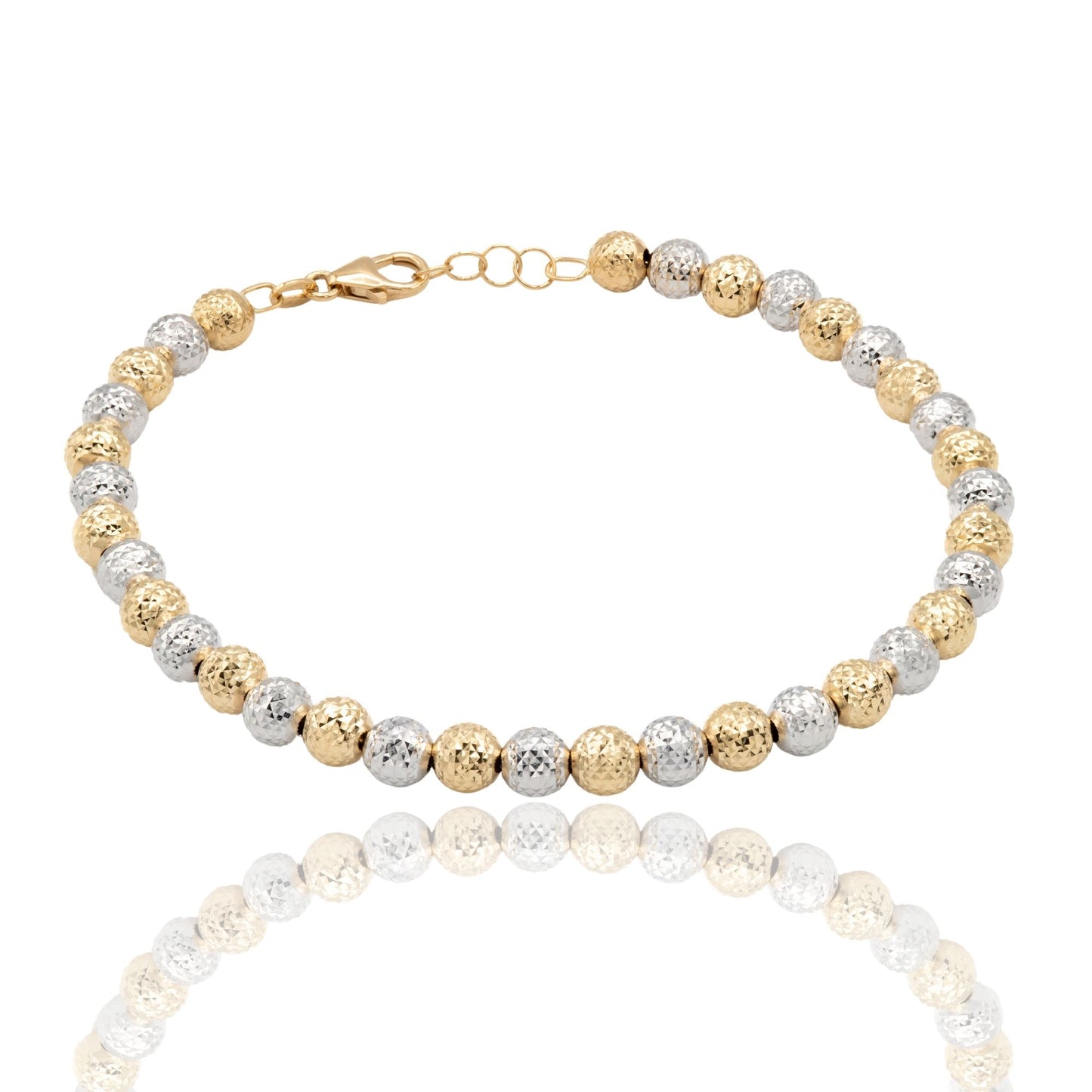 Bracciale Oro Giallo Oro Bianco Oro 18 carati Milleluci Solo Oro Sfera 5 mm