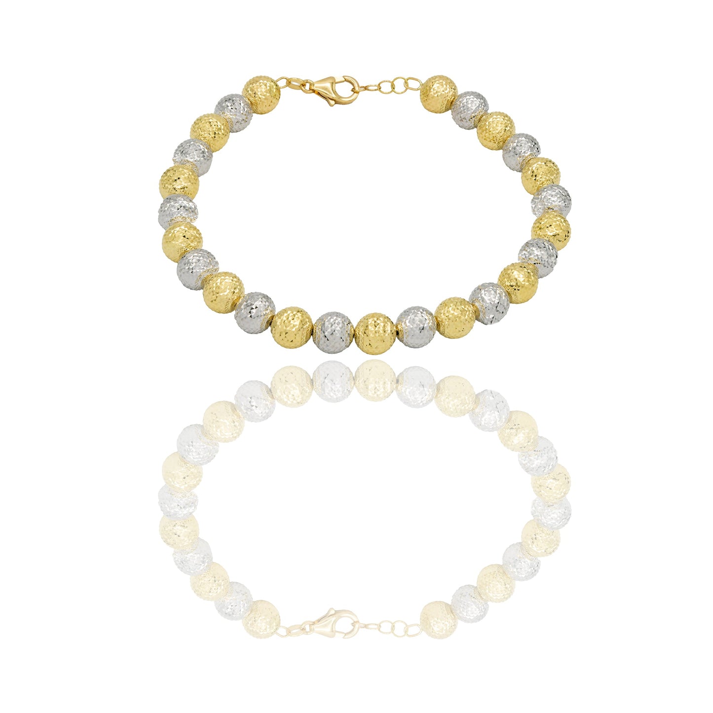Bracciale Oro Giallo Oro Bianco Oro 18 carati Milleluci Solo Oro Lunghezza cm.21 sfera mm. 8