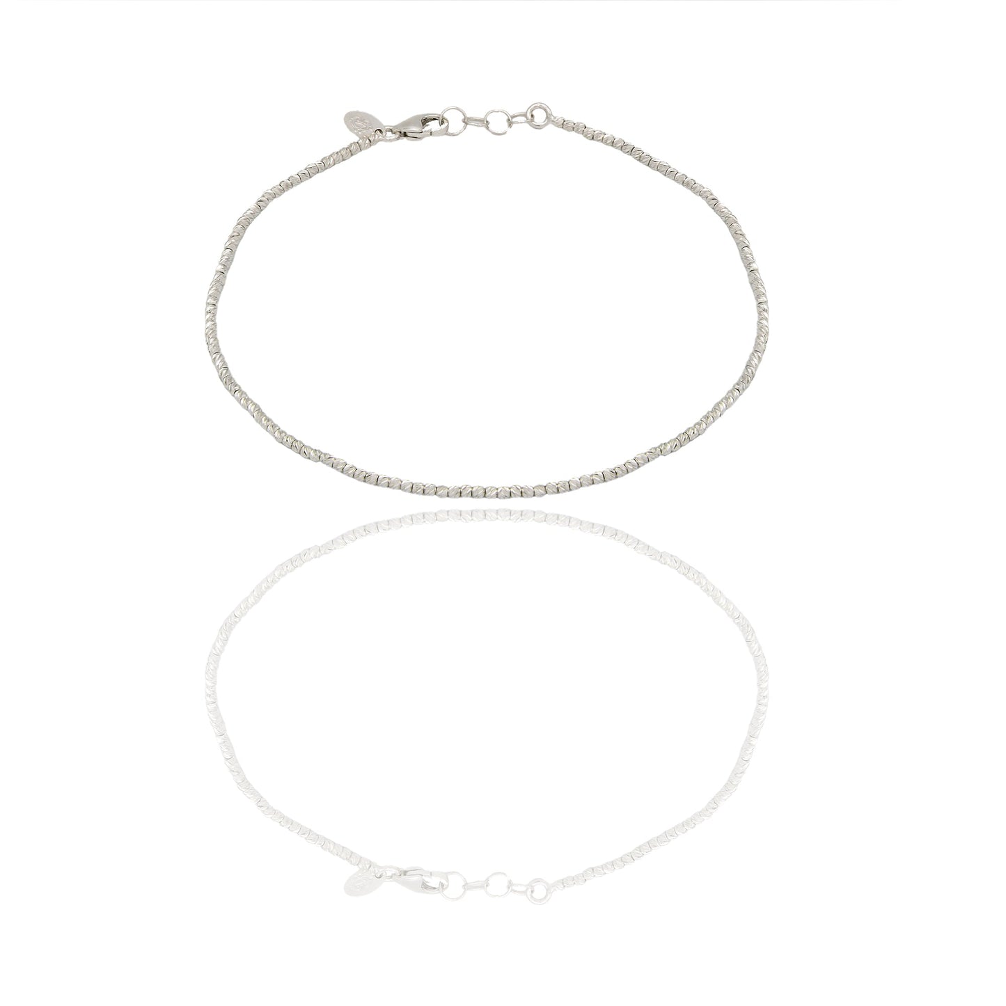 Bracciale Oro Bianco Oro 18 carati Microsfera Slash Solo Oro Lunchezza cm.19,5 sfera mm. 1,5