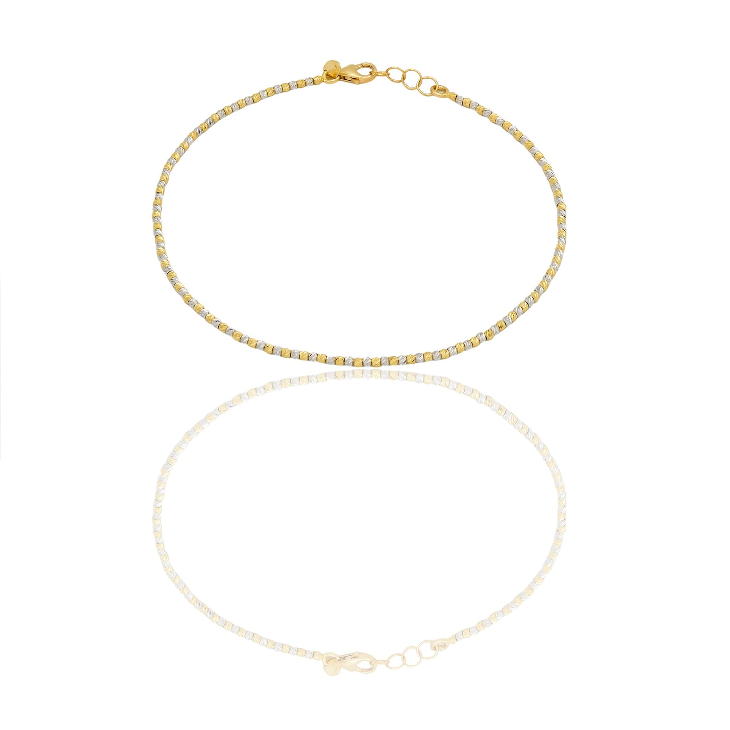 Bracciale Oro Giallo Oro Bianco Oro 18 carati Microsfera Slash Solo Oro Lunchezza cm.19,5 sfera mm. 1,5