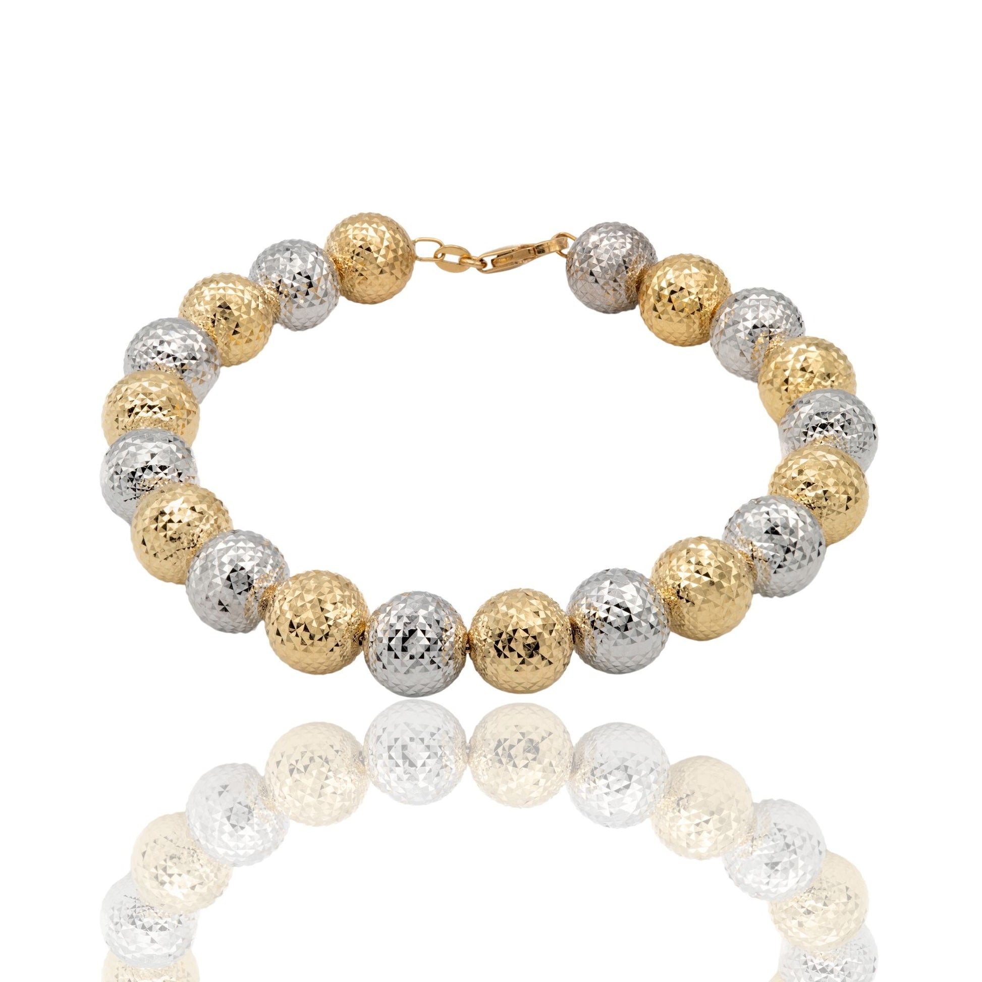 Bracciale Oro Giallo Oro Bianco Oro 18 carati Milleluci Solo Oro Sfera 10 mm