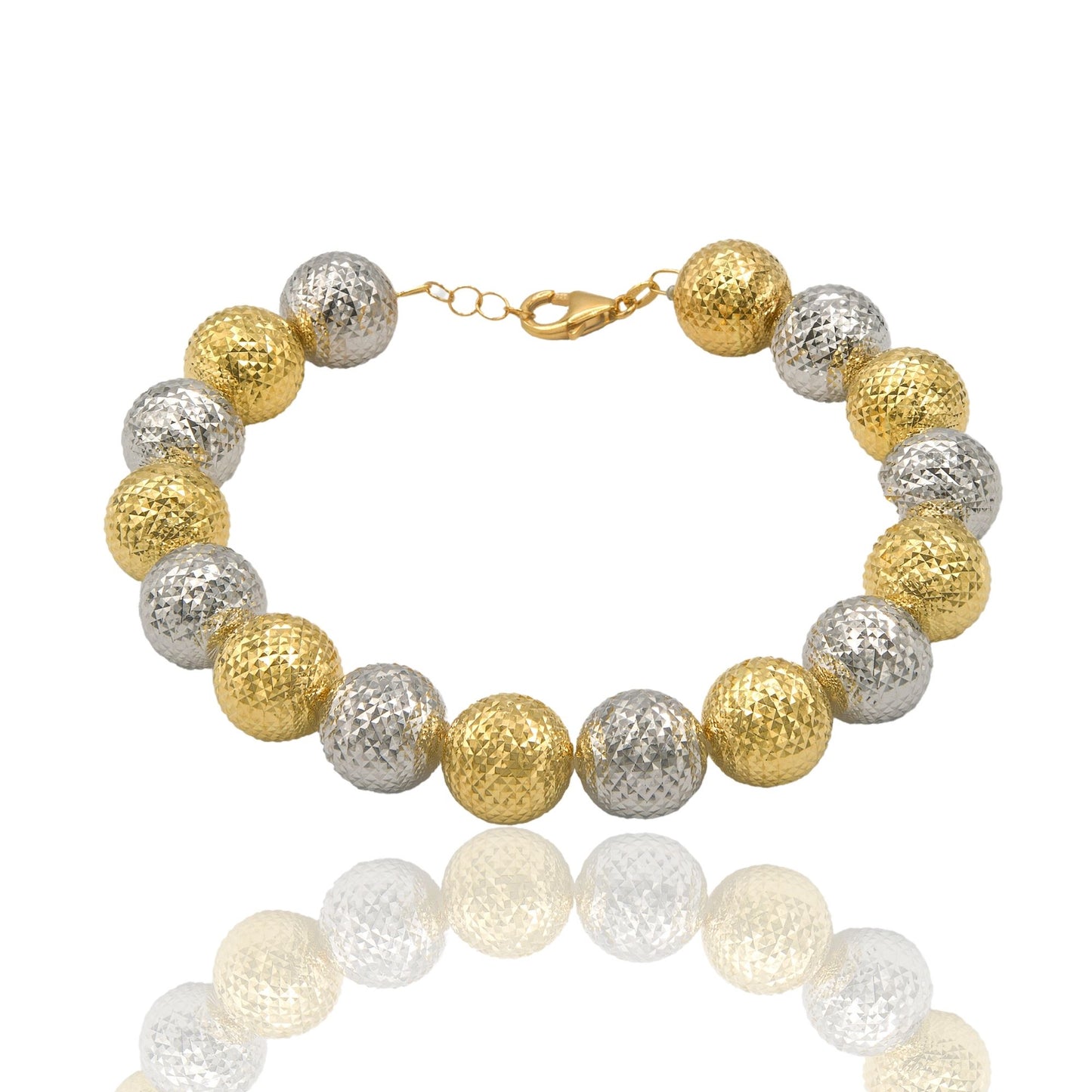 Bracciale Oro Giallo Oro Bianco Oro 18 carati Milleluci Solo Oro Sfera 12 mm