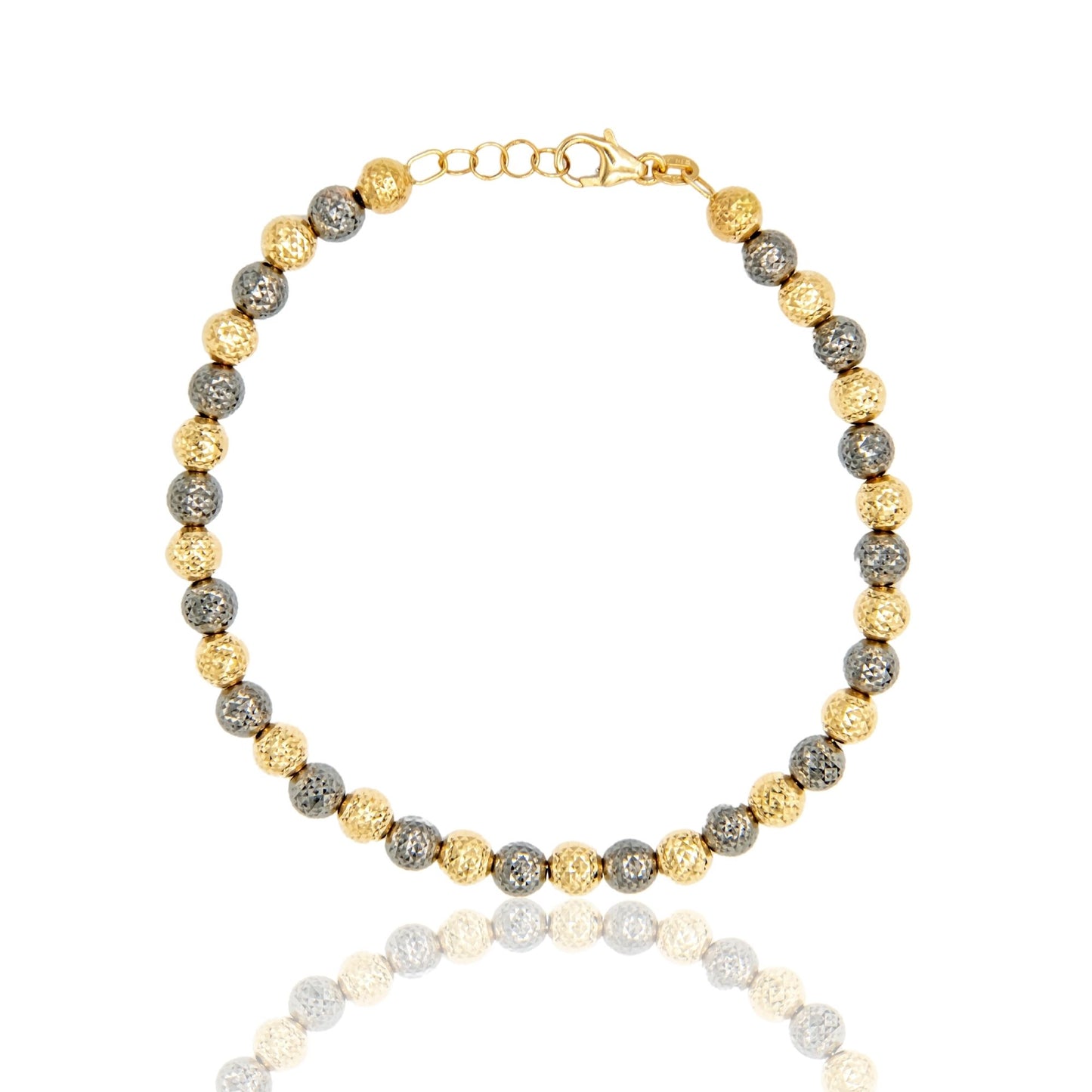 Bracciale Oro Bianco, Oro Brunito Oro 18 carati Milleluci Solo Oro Sfera 5 mm