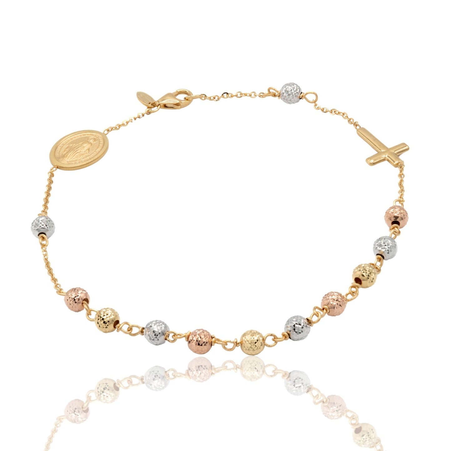 Bracciale Oro Bianco, Oro Giallo, Oro Rosa Oro 18 carati Rosario Sfere Milleluci Solo Oro Sfera 4 mm