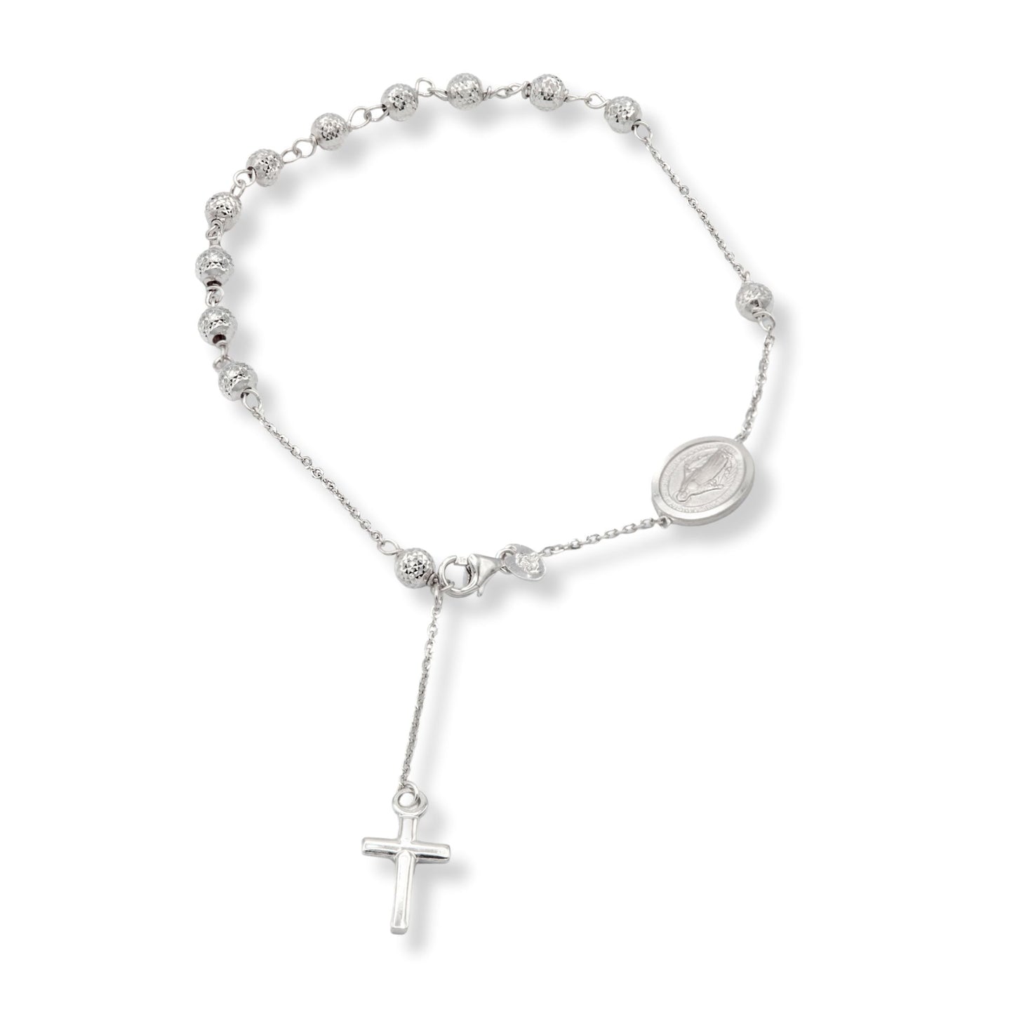 Bracciale Oro Bianco Oro 18 carati Rosario Sfere Milleluci Solo Oro Sfera 4 mm