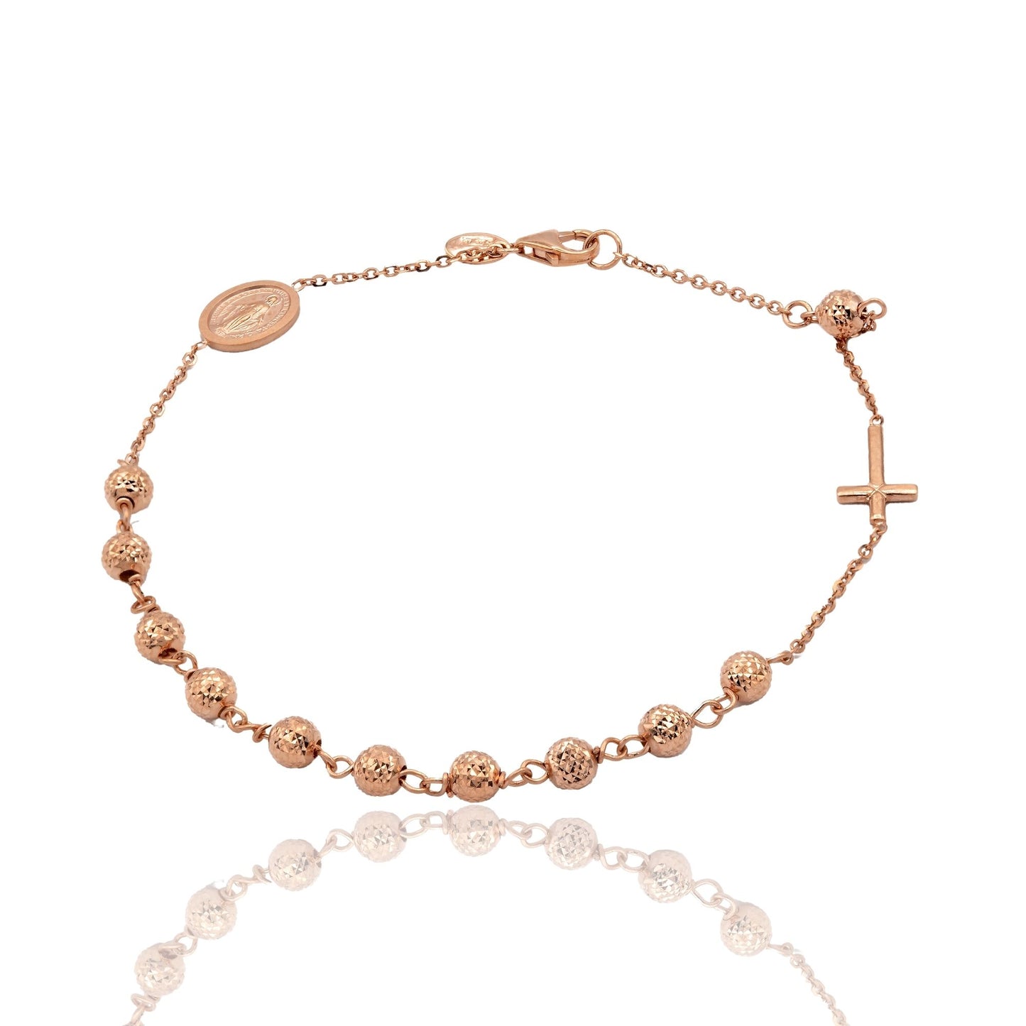 Bracciale Oro Rosa Oro 18 carati Rosario Sfere Milleluci Solo Oro Sfera 4 mm