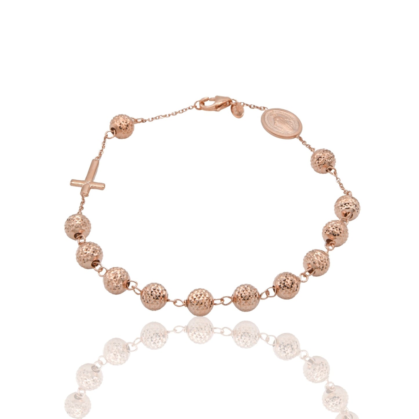 Bracciale Oro Rosa Oro 18 carati Rosario Sfere Milleluci Solo Oro Sfera 6 mm