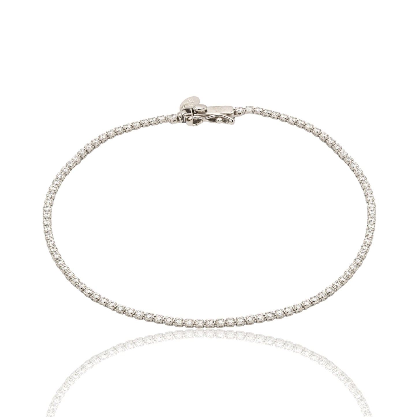 Bracciale Oro Bianco Oro 18 carati Tennis Morbido Zirconi Bianchi cm. 18