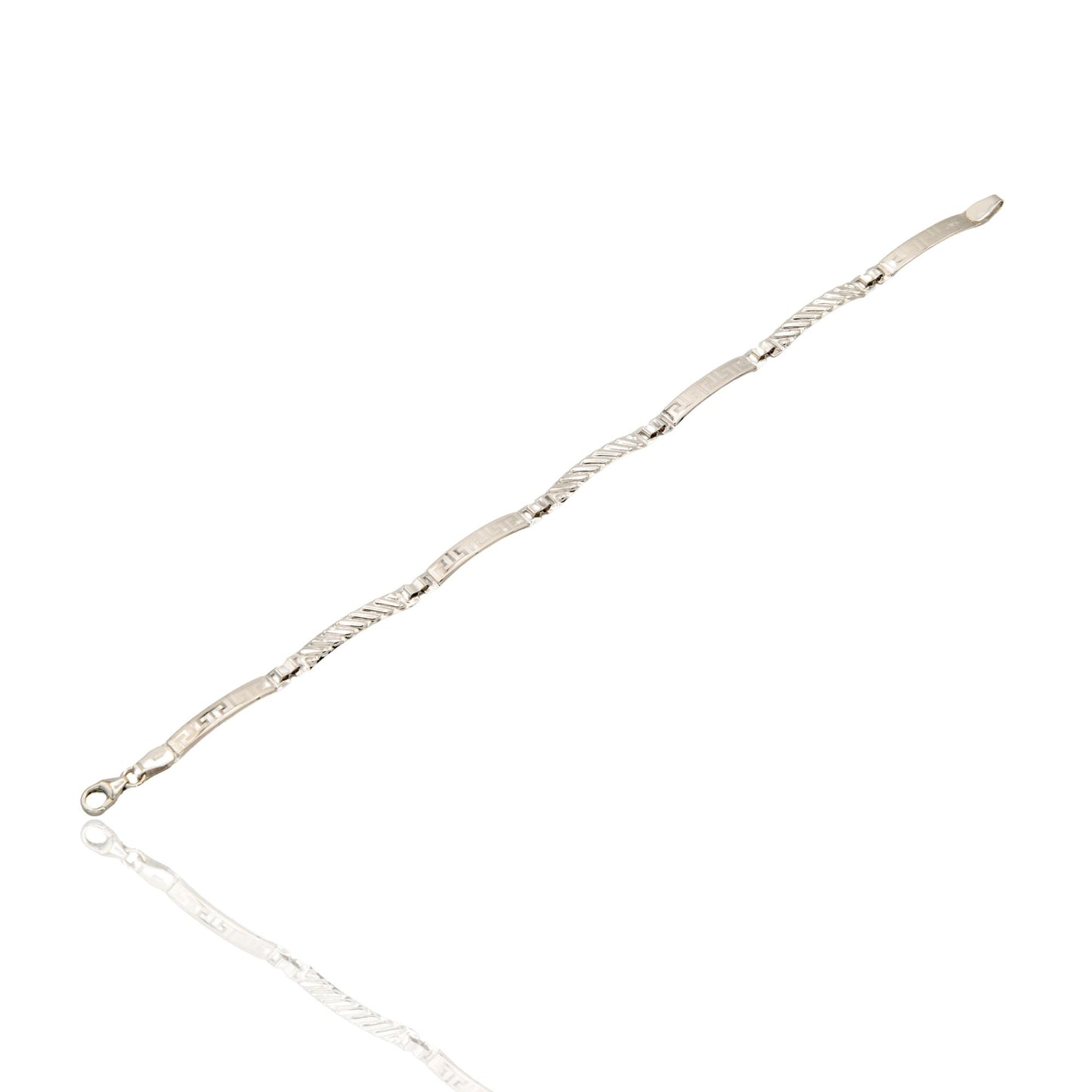 Bracciale Oro Bianco Oro 18 carati Piastre Alternate Solo Oro cm. 19,5
