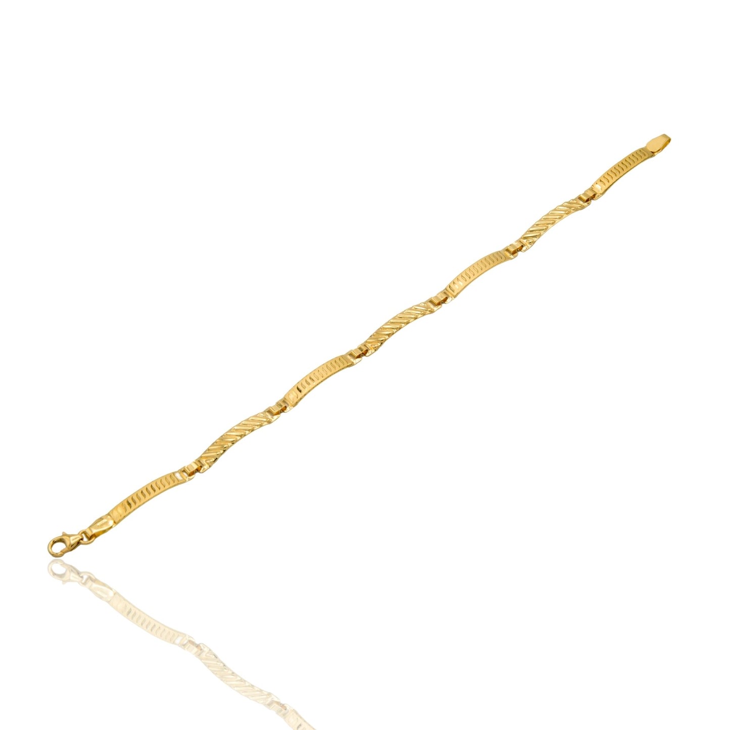 Bracciale Oro Giallo Oro 18 carati Piastre Alternate Solo Oro cm. 19,5