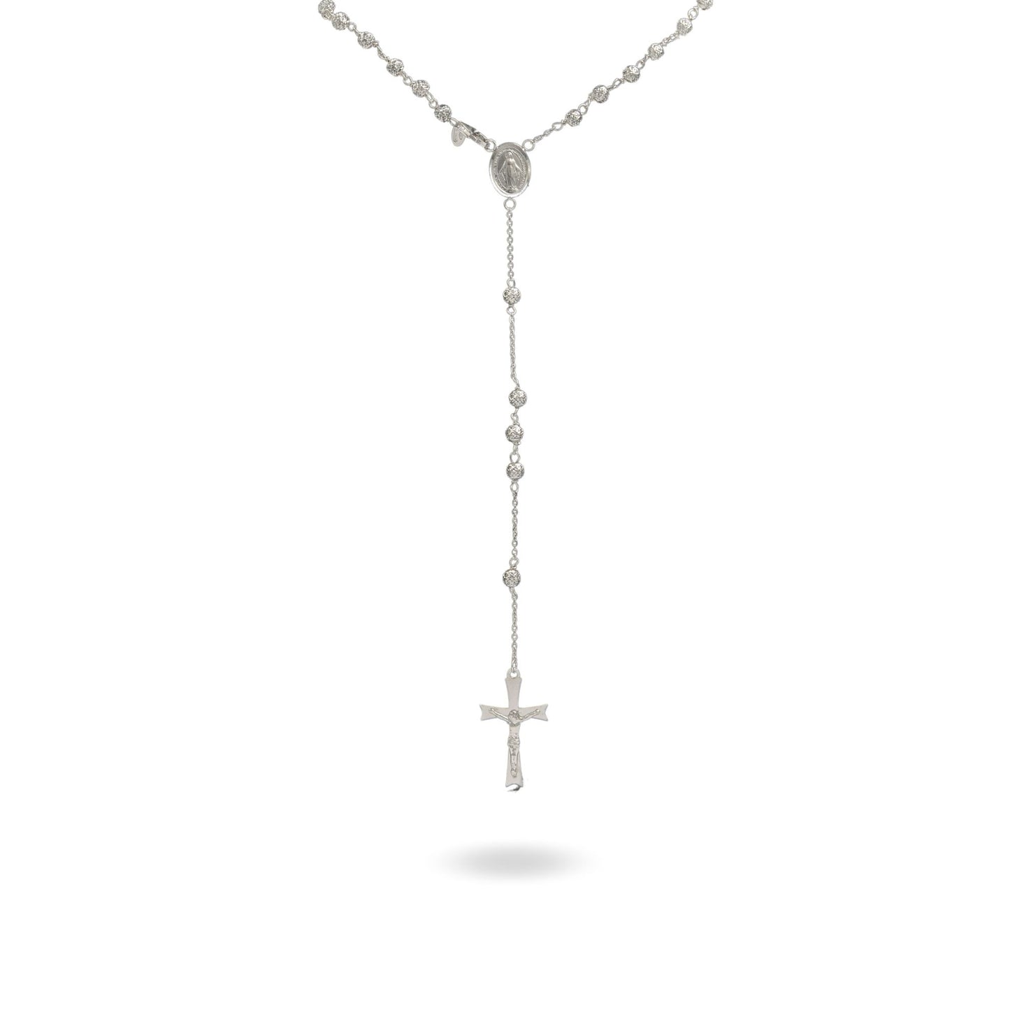 Collana Oro Bianco Oro 18 carati Rosario Milleluci Solo Oro cm.50 Sfera 4 mm