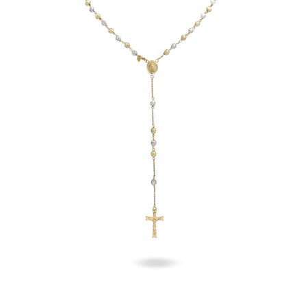 Collana Oro Giallo Oro Bianco Oro 18 carati Rosario Milleluci Solo Oro cm.60 Sfera 5 mm