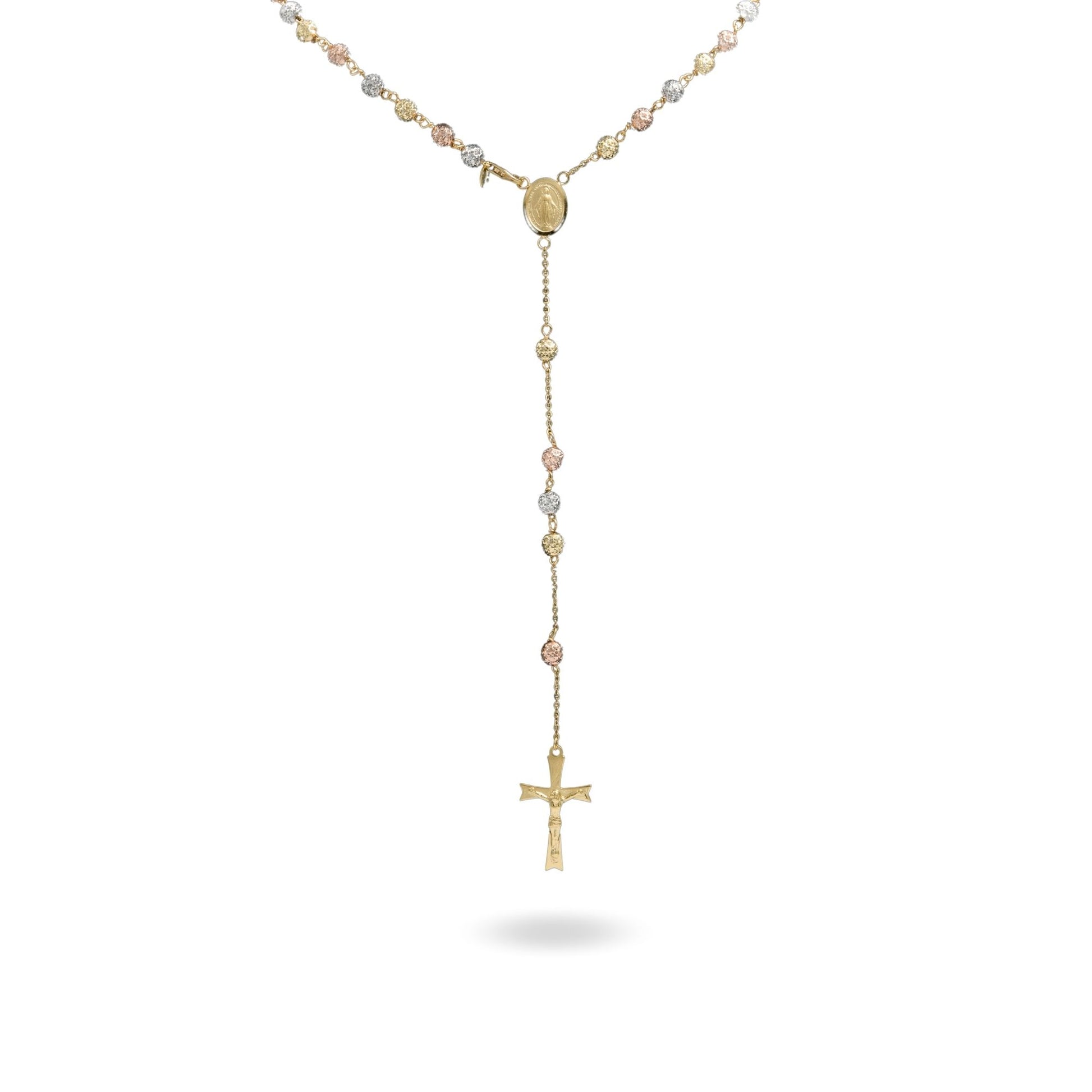 Collana Oro Giallo, Oro Bianco, Oro Rosa Oro 18 carati Rosario Milleluci Solo Oro cm.60 Sfera 5 mm