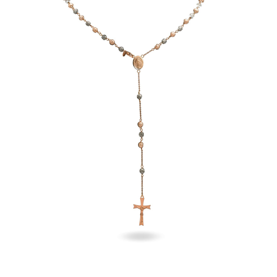 Collana Oro Rosa, Oro Brunito Oro 18 carati Rosario Milleluci Solo Oro cm.60 Sfera 6 mm