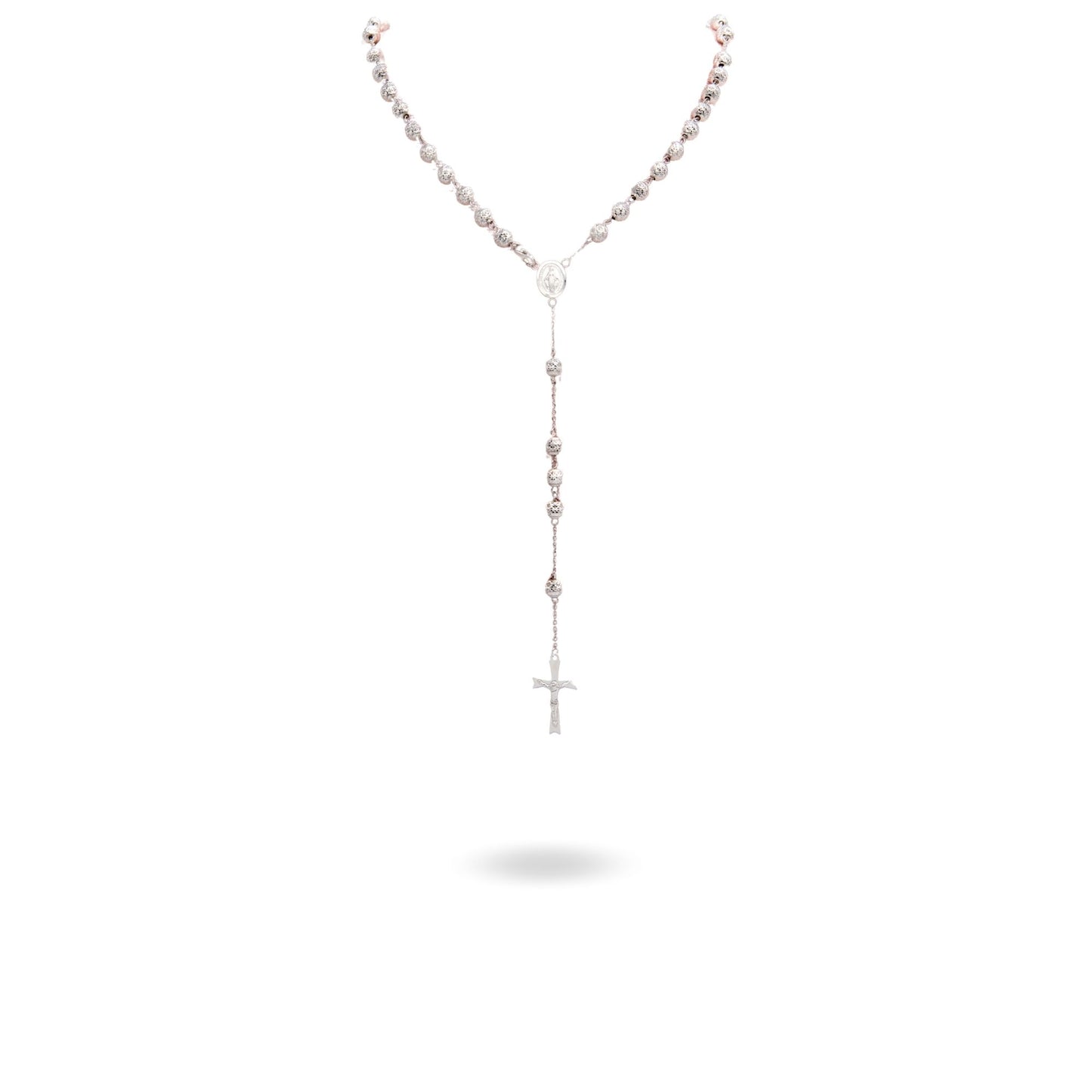 Collana Oro Bianco Oro 18 carati Rosario Milleluci Solo Oro cm.60 Sfera 6 mm