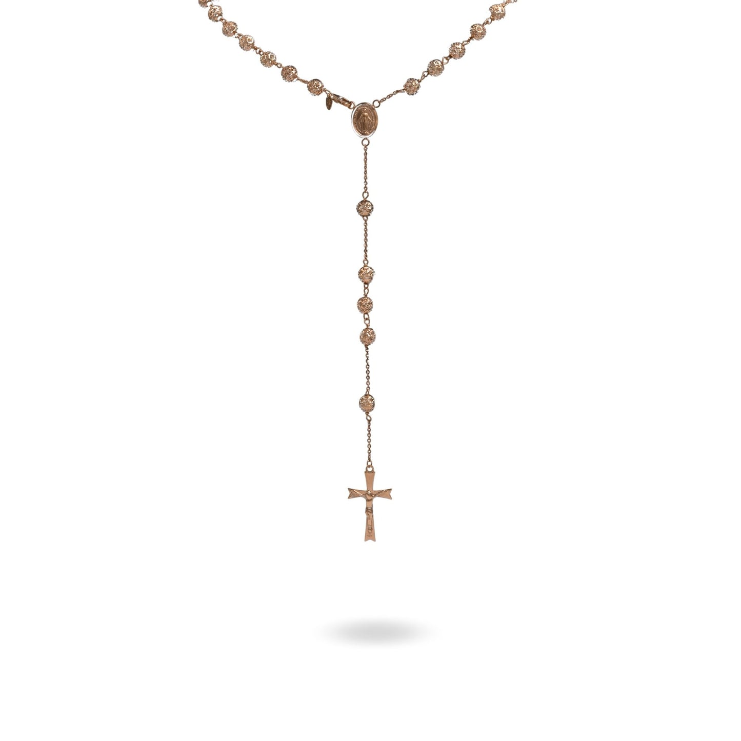 Collana Oro Rosa Oro 18 carati Rosario Milleluci Solo Oro cm.60 Sfera 6 mm