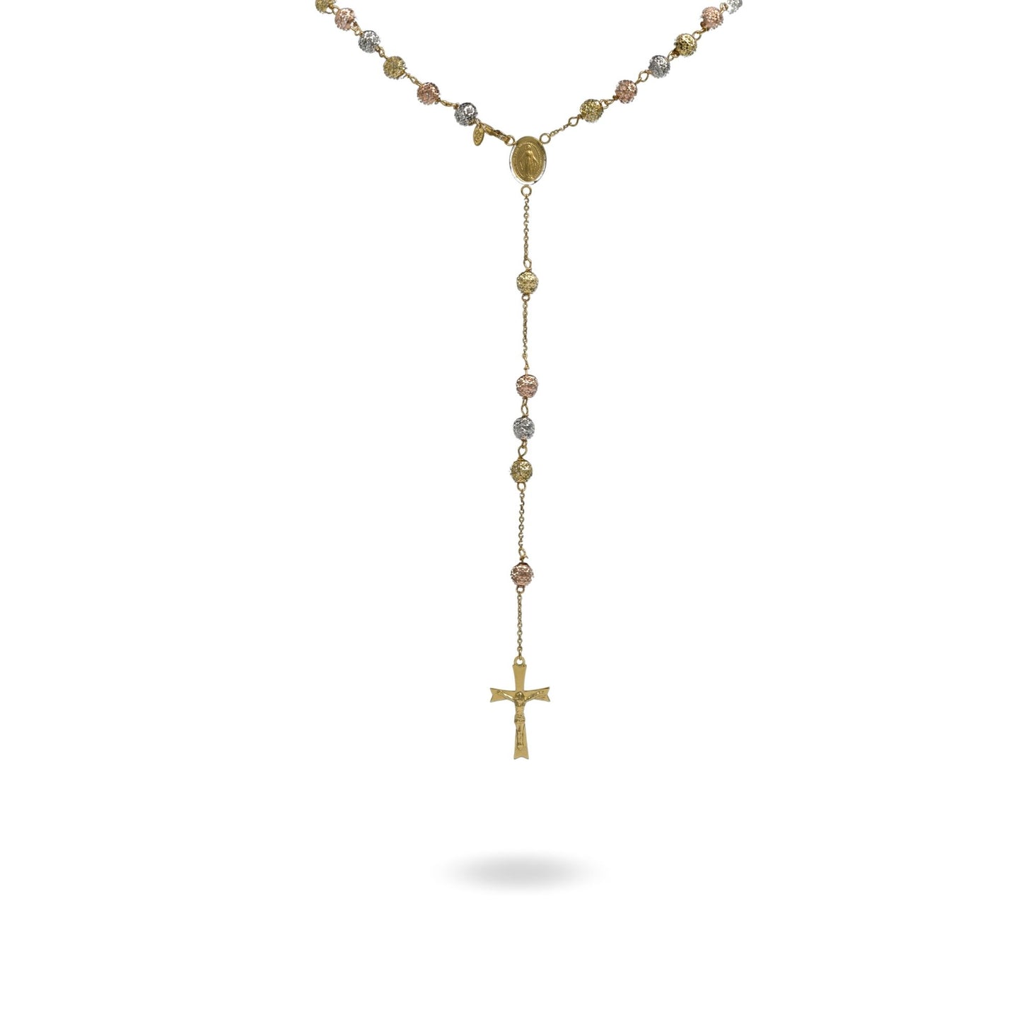 Collana Oro Giallo, Oro Bianco, Oro Rosa Oro 18 carati Rosario Milleluci Solo Oro cm.60 Sfera 6 mm