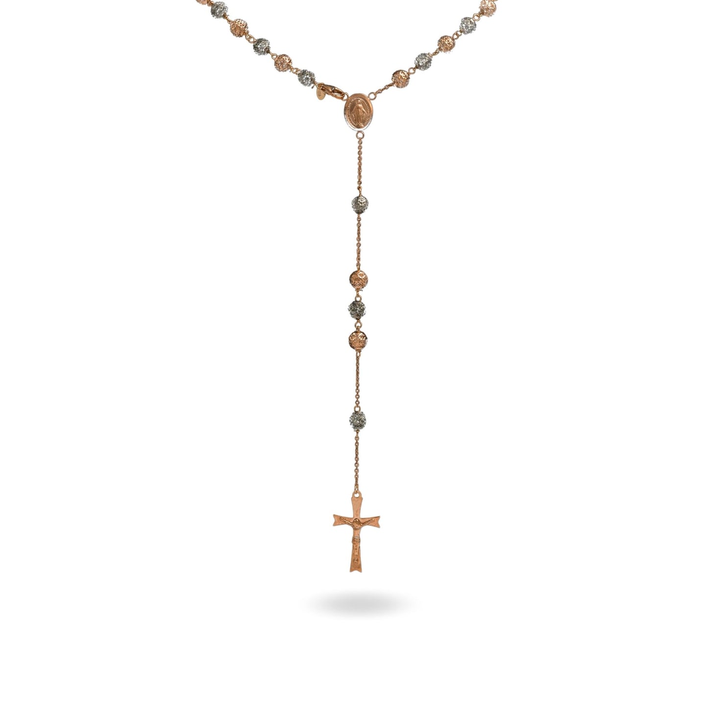 Collana Oro Rosa, Oro Brunito Oro 18 carati Rosario Milleluci Solo Oro cm.60 Sfera 6 mm