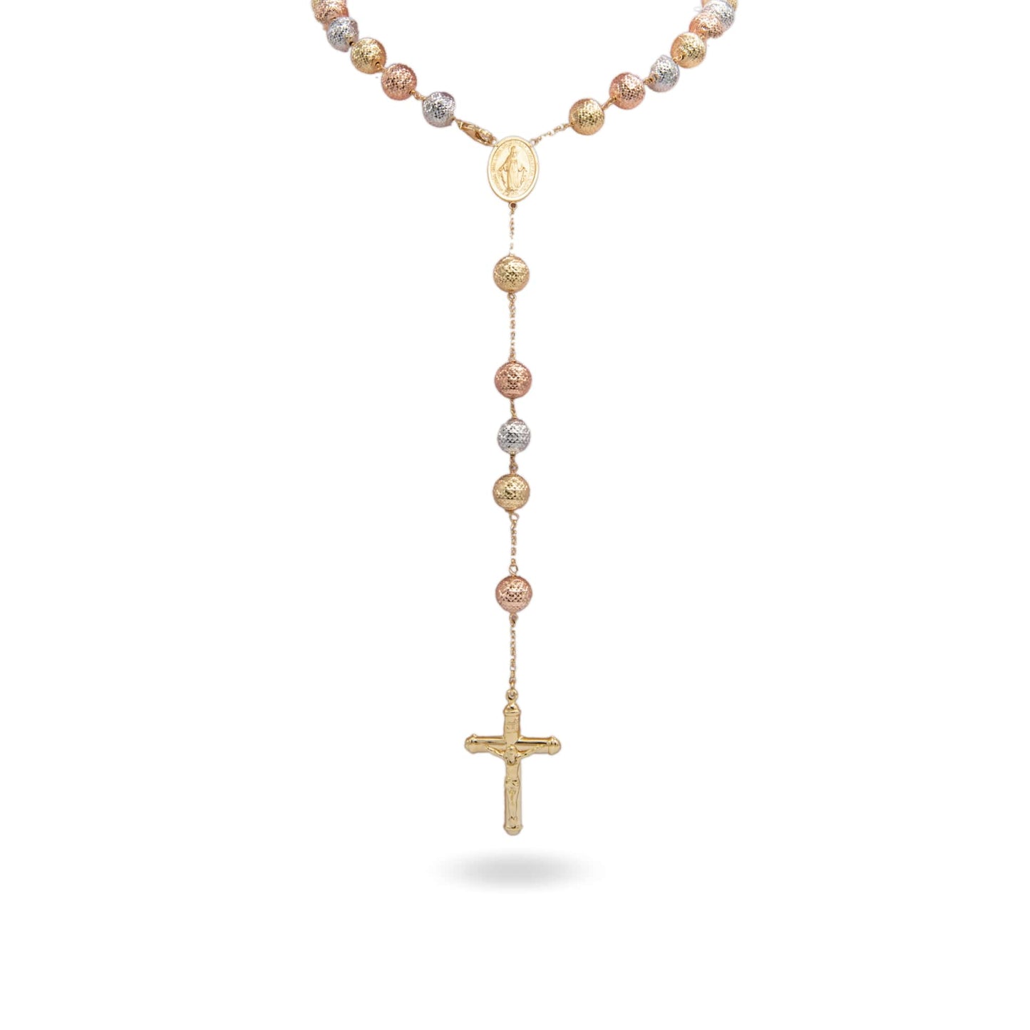 Collana Oro Giallo Oro Bianco, Oro Rosa Rosario Milleluci Solo Oro cm.80 Sfera 10 mm