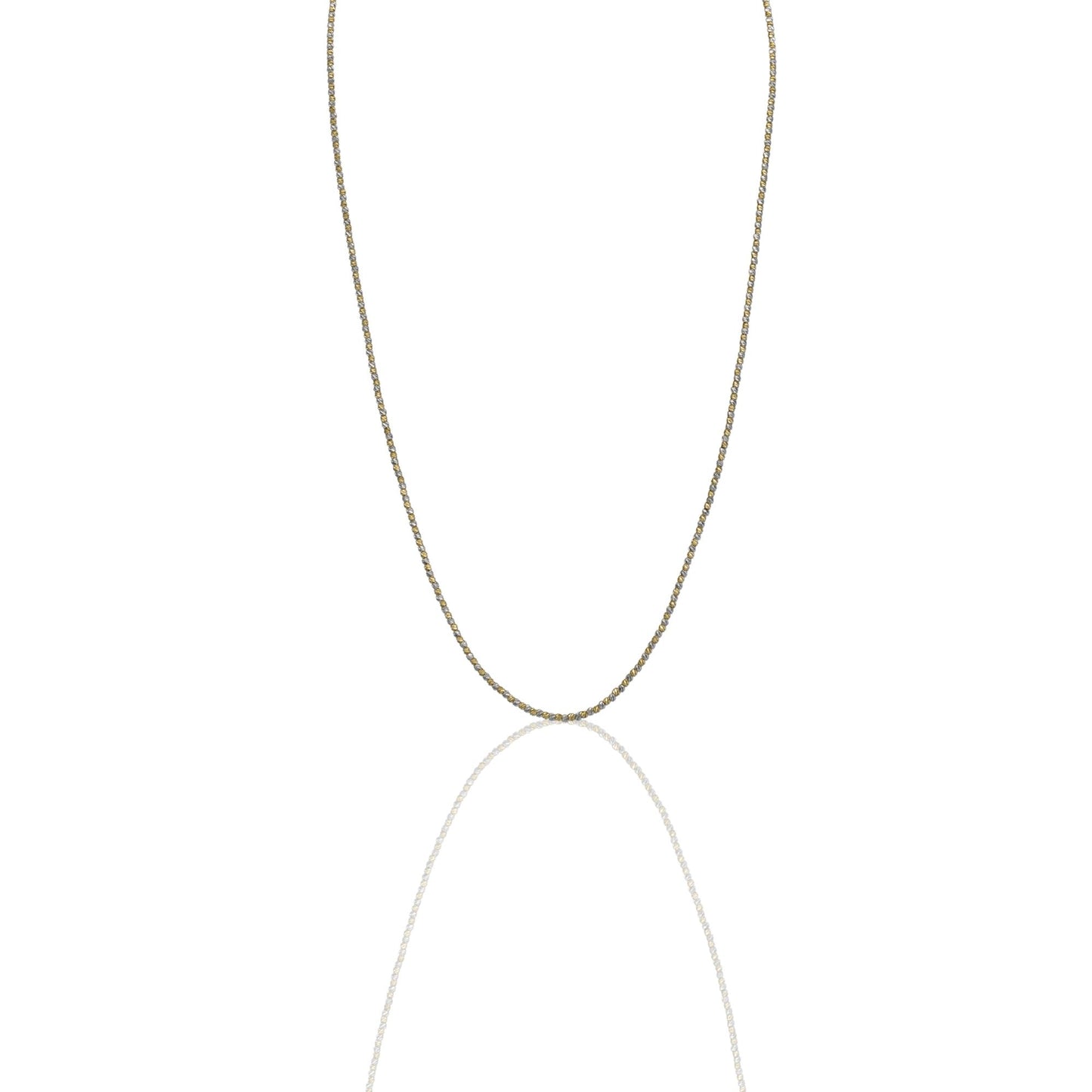 Collana Oro Giallo Oro Bianco Oro 18 carati Girocollo sfere Slash Solo Oro cm.50 Sfera 1,5 mm