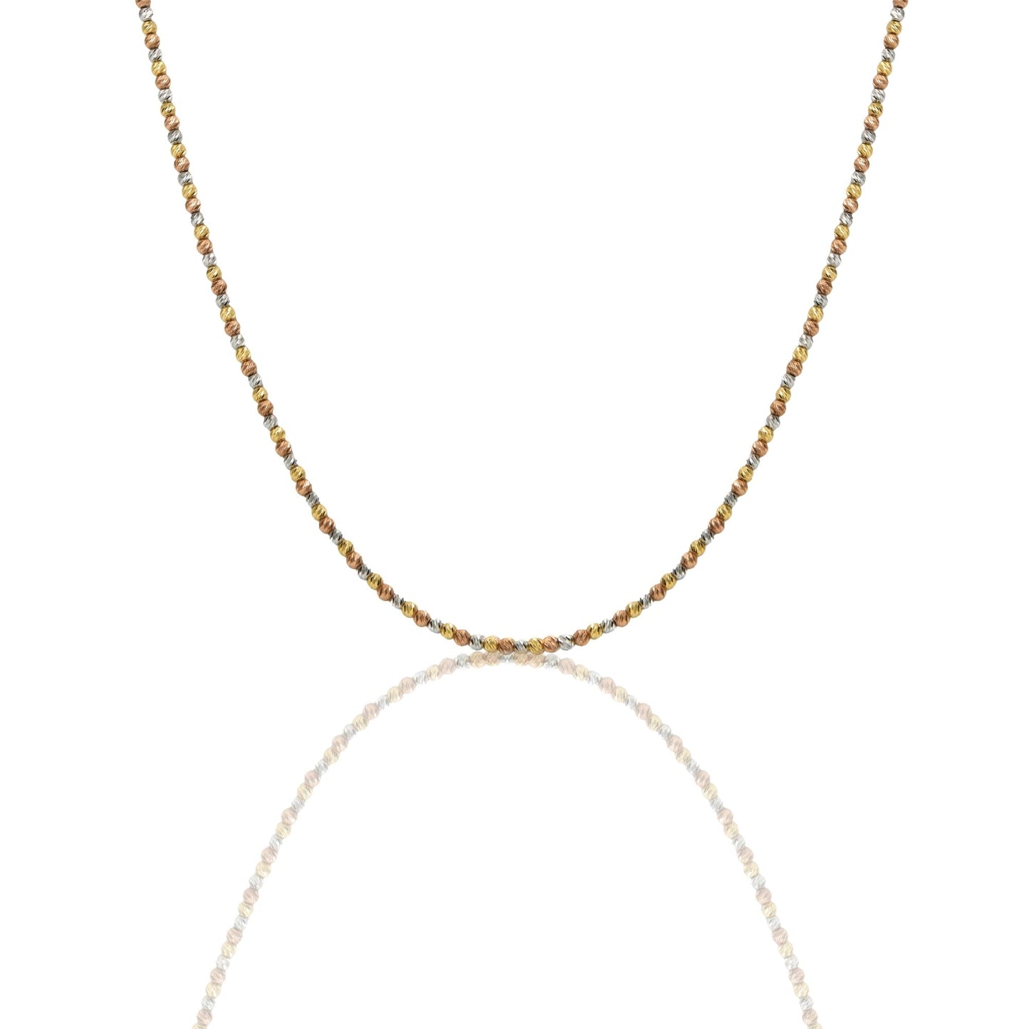 Collana Oro Bianco, Oro Giallo, Oro Rosa Oro 18 carati Girocollo sfere Slash Solo Oro cm.60 Sfera 3 mm
