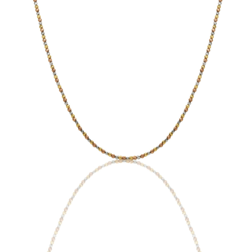 Collana Oro Bianco, Oro Giallo, Oro Rosa Oro 18 carati Girocollo sfere Slash Solo Oro cm.60 Sfera 3 mm