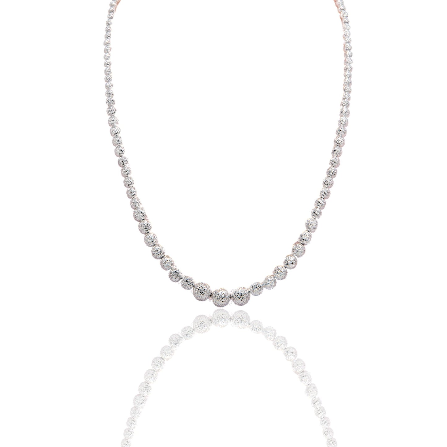 Collana Oro Bianco Oro 18 carati Girocollo Milleluci Solo Oro cm.45 Sfera a scalare
