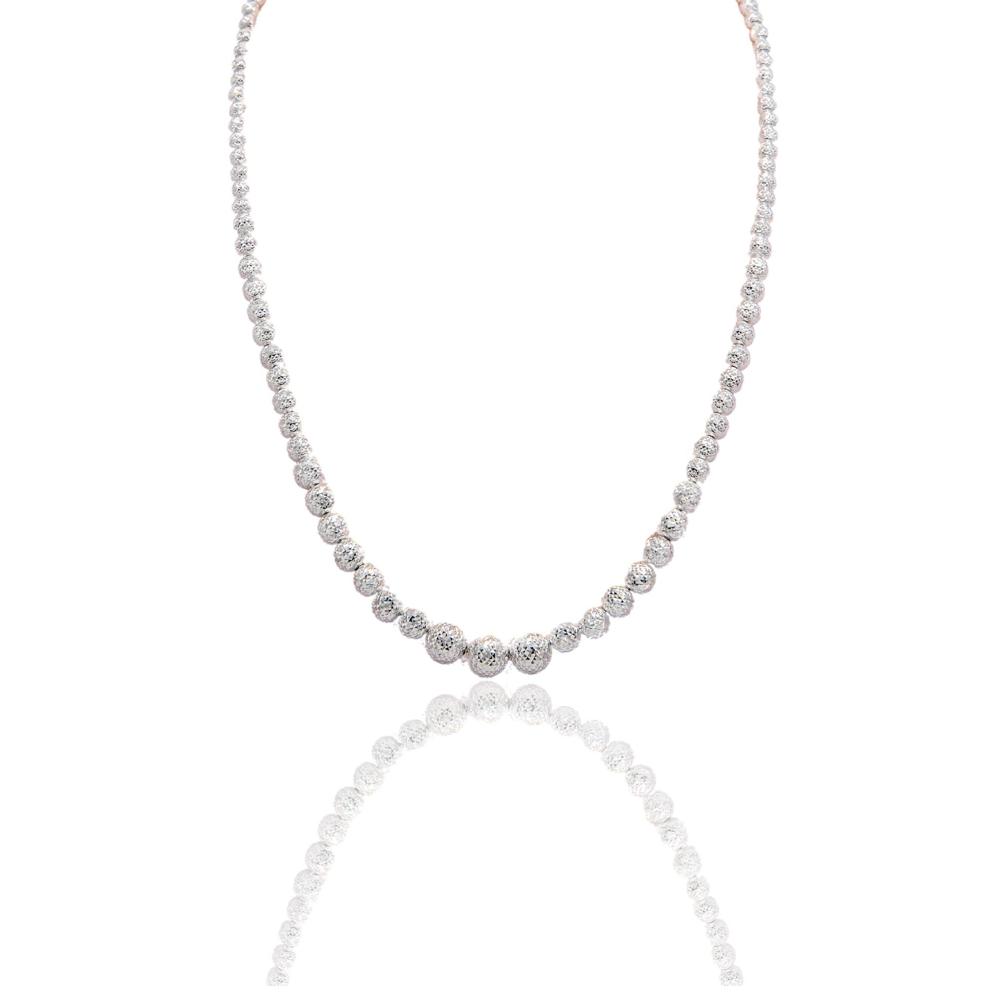 Collana Oro Bianco Oro 18 carati Girocollo Milleluci Solo Oro cm.45 Sfera a scalare