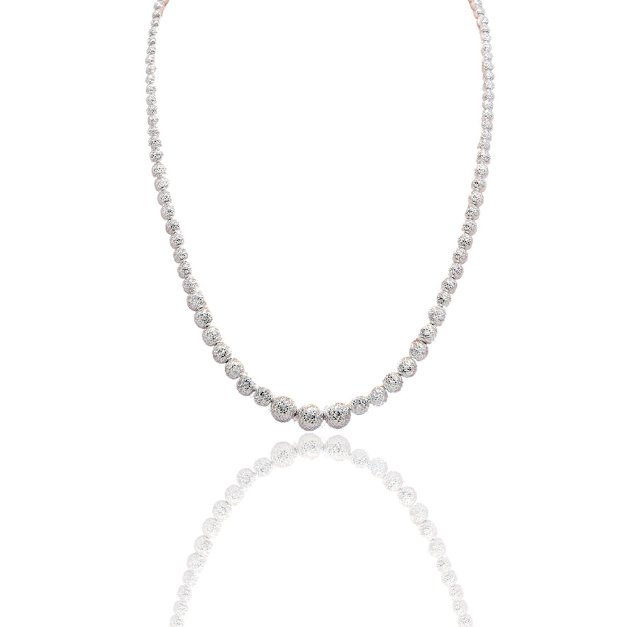 Collana Oro Bianco Oro 18 carati Girocollo Milleluci Solo Oro cm.45 Sfera a scalare