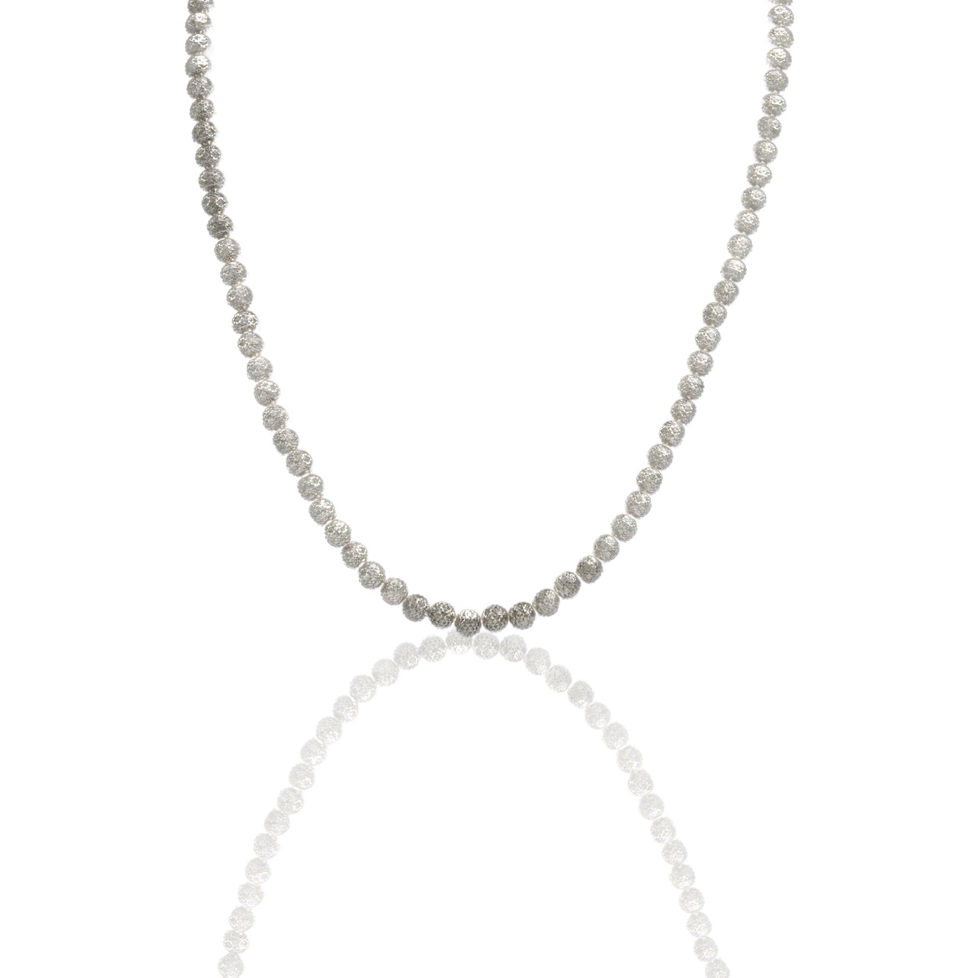 Collana Oro Bianco Oro 18 carati Girocollo Milleluci Solo Oro cm.50 Sfera 5 mm