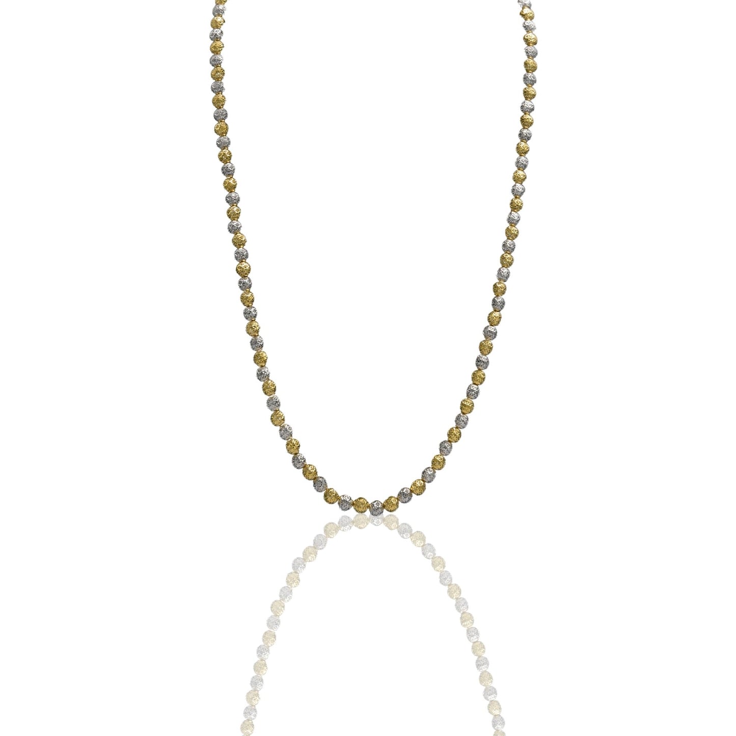 Collana Oro Giallo Oro Bianco Oro 18 carati Girocollo Milleluci Solo Oro cm.50 Sfera 6 mm