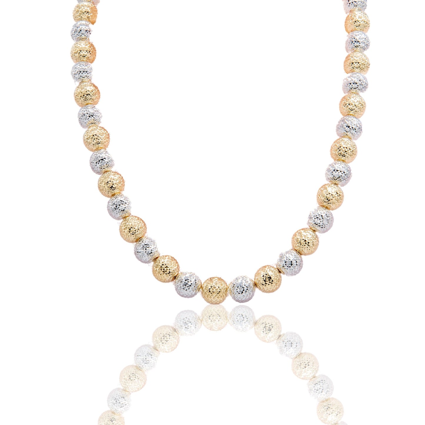 Collana Oro Giallo Oro Bianco Oro 18 carati Girocollo Milleluci Solo Oro cm.42 Sfera 10 mm
