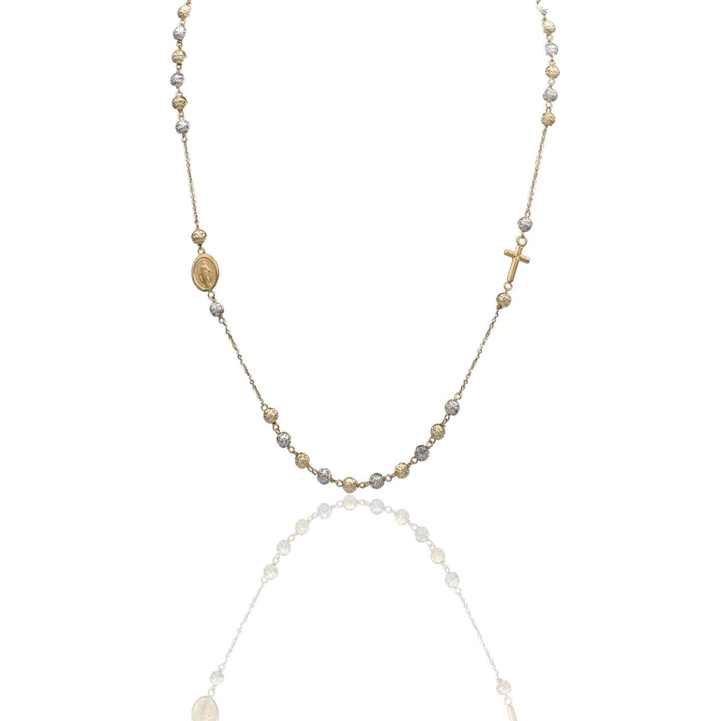 Collana Oro Giallo Oro Bianco Oro 18 carati Rosario Girocollo Solo Oro