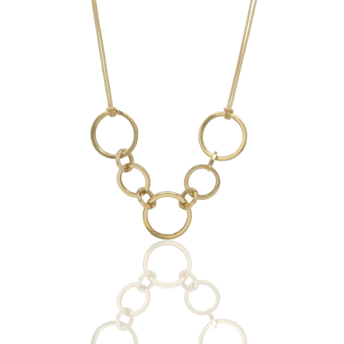 Collana Oro Giallo Oro 18 carati Girocollo 7 Anelli Centrali Solo Oro