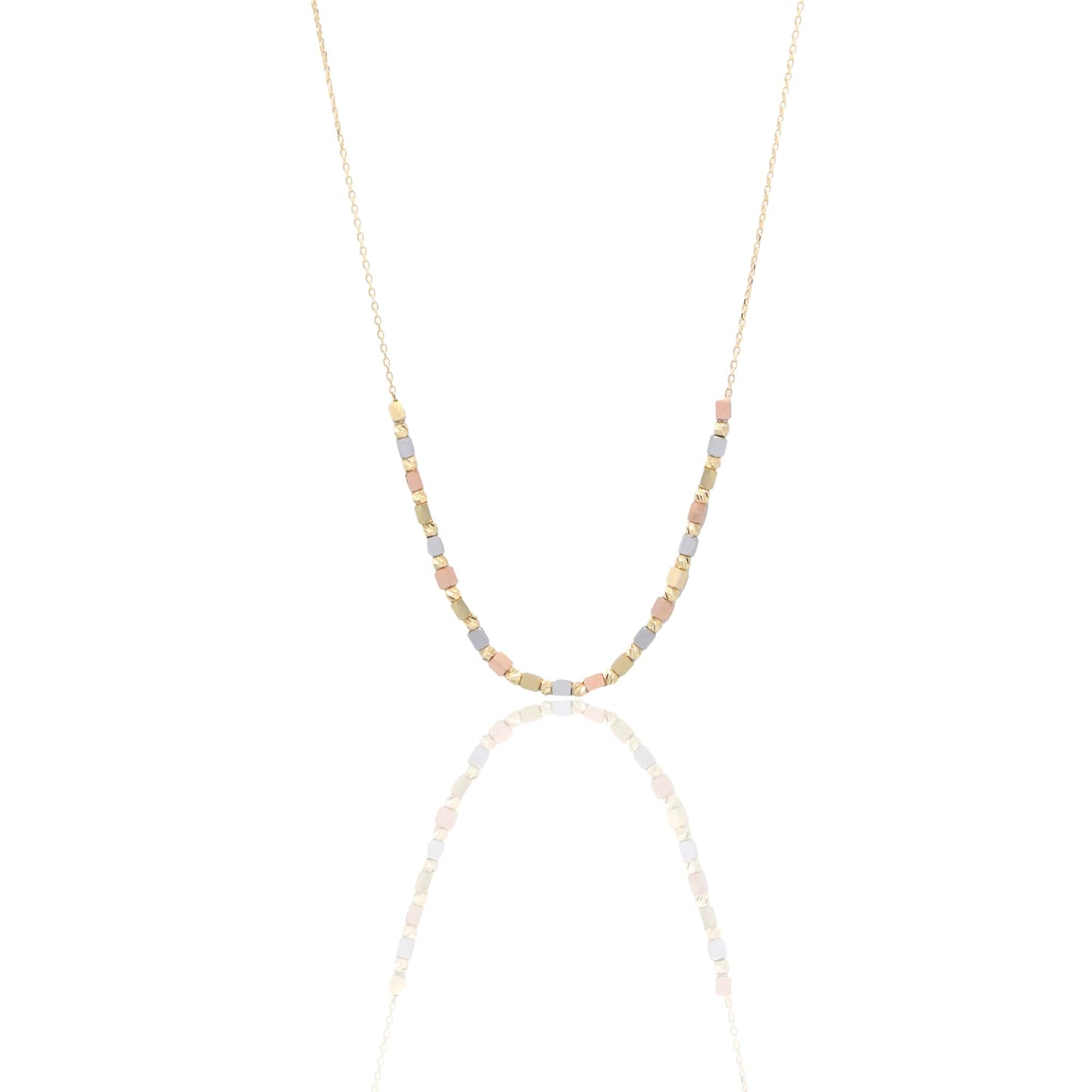 Collana Oro Bianco, Oro Giallo, Oro Rosa Oro 18 carati Girocollo A Sfere Alternate Solo Oro