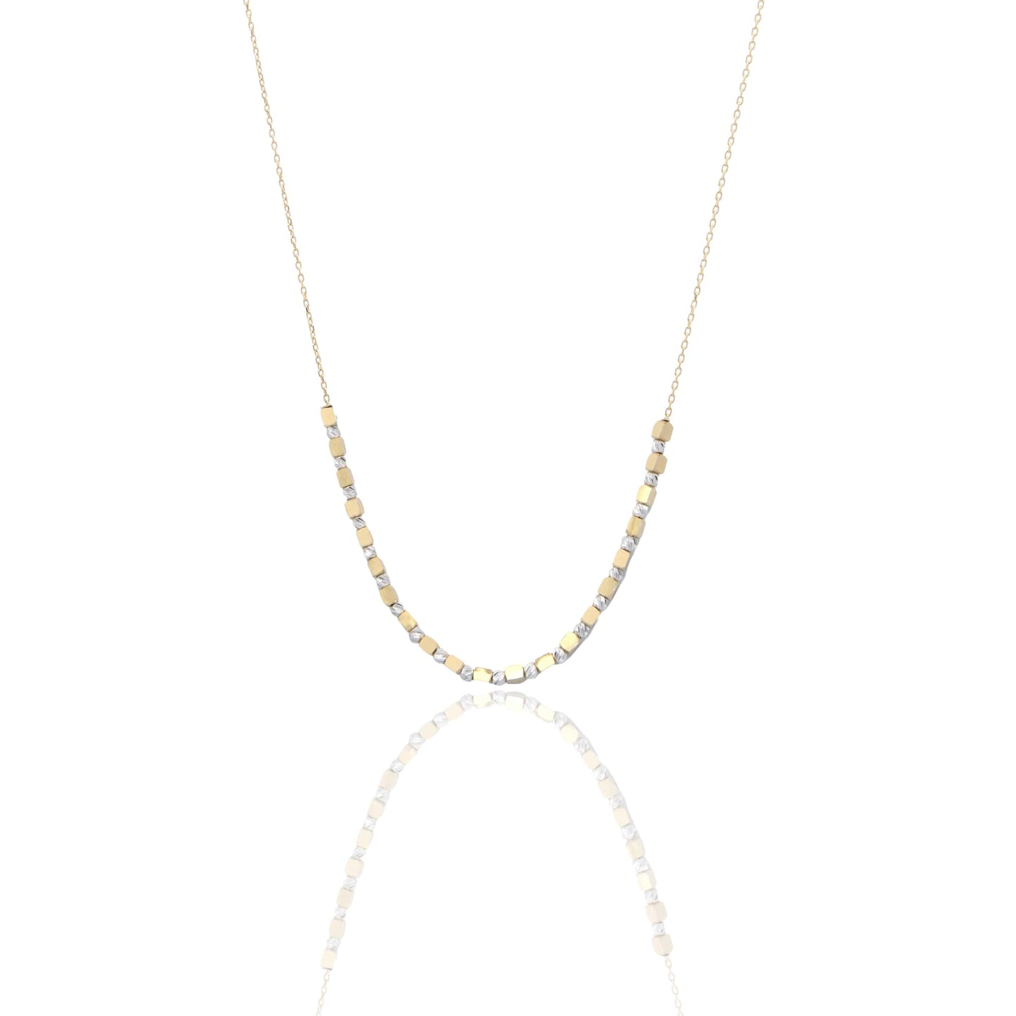 Collana Oro Giallo Oro Bianco Oro 18 carati Girocollo A Sfere Alternate Solo Oro
