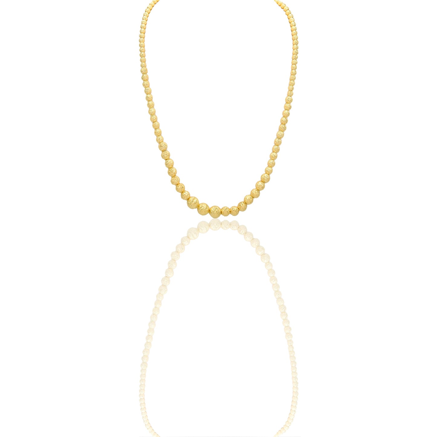 Collana Oro Giallo Oro 18 carati Milleluci Sfere a scalare Solo Oro Lunghezza cm. 45 sfera mm.4/5/6/8