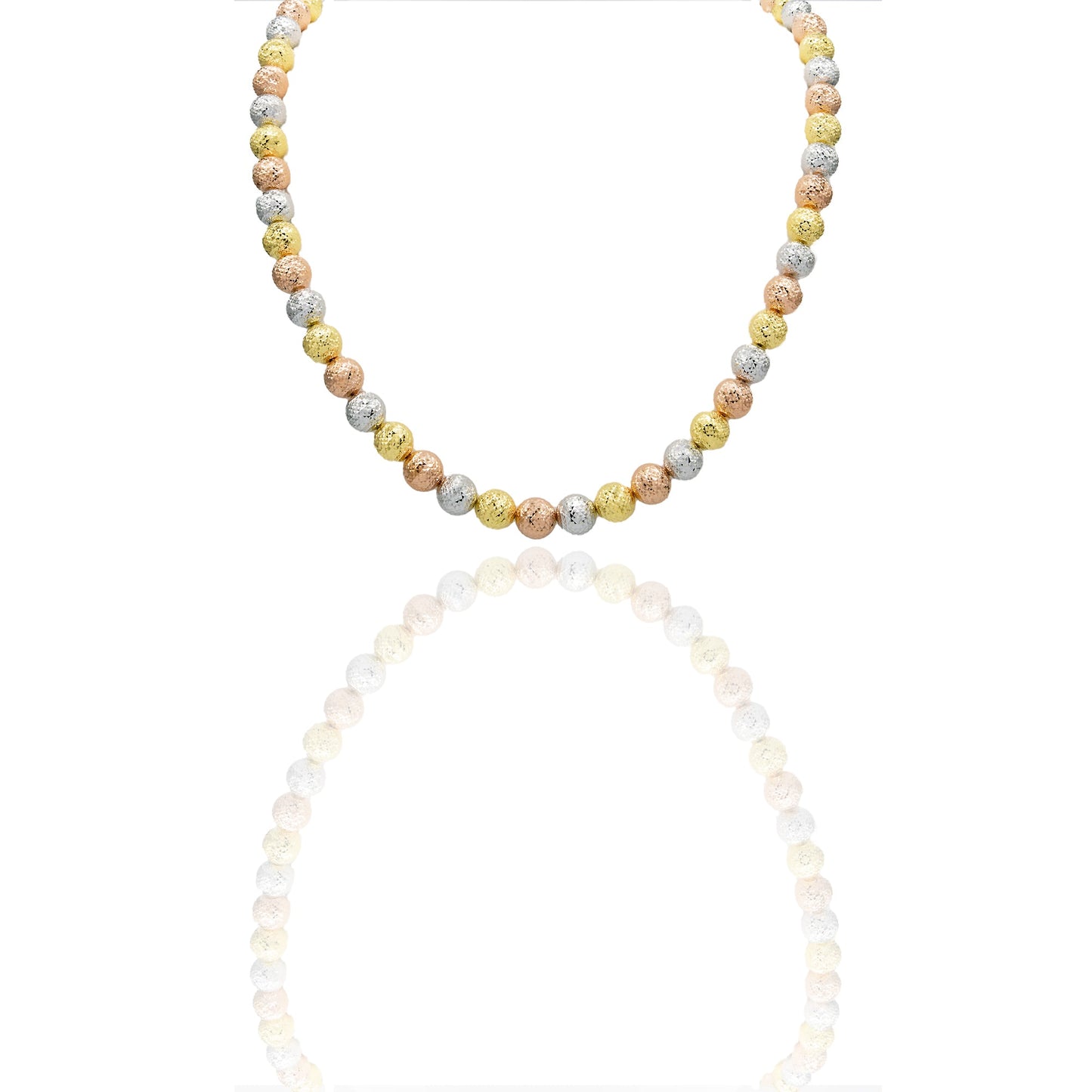 Collana Oro Giallo Oro Bianco, Oro Rosa Oro 18 carati Milleluci Solo Oro Lunghezza cm.70 sfera mm.10