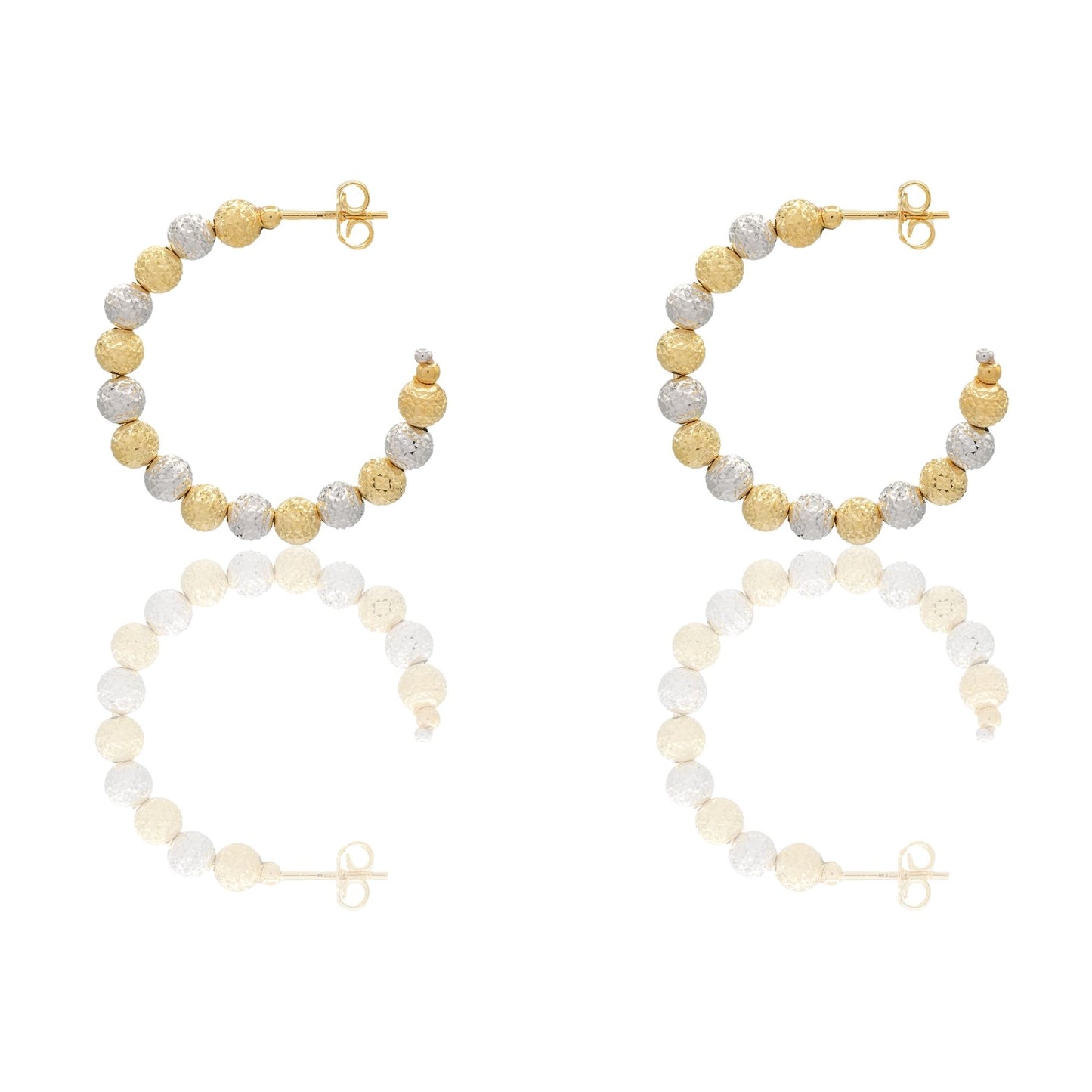 Orecchini Oro Giallo Oro Bianco Oro 18 carati Cerchi Milleluci Solo Oro diametro esterno cm.3 diametro sfera mm.5