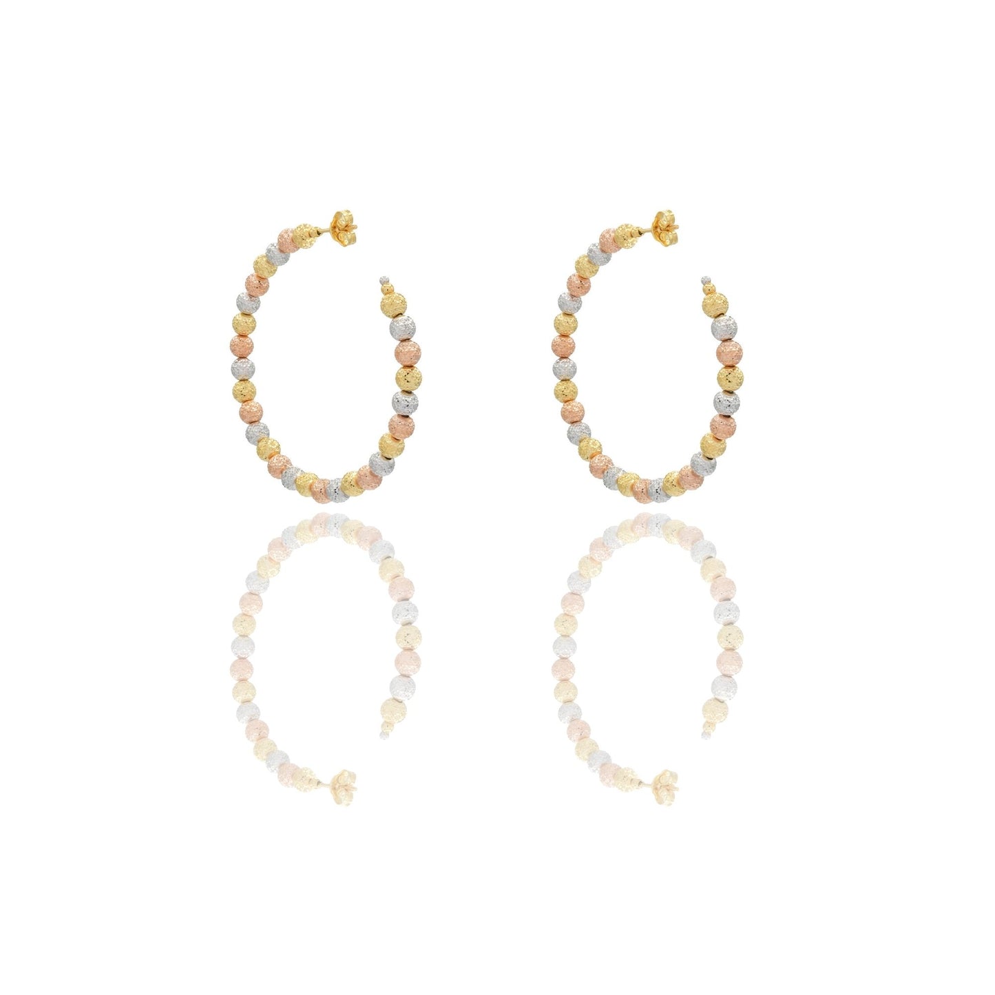 Orecchini Oro Bianco, Oro Giallo, Oro Rosa Oro 18 carati Cerchi Milleluci Solo Oro diametro esterno cm.5 diametro sfera mm.5