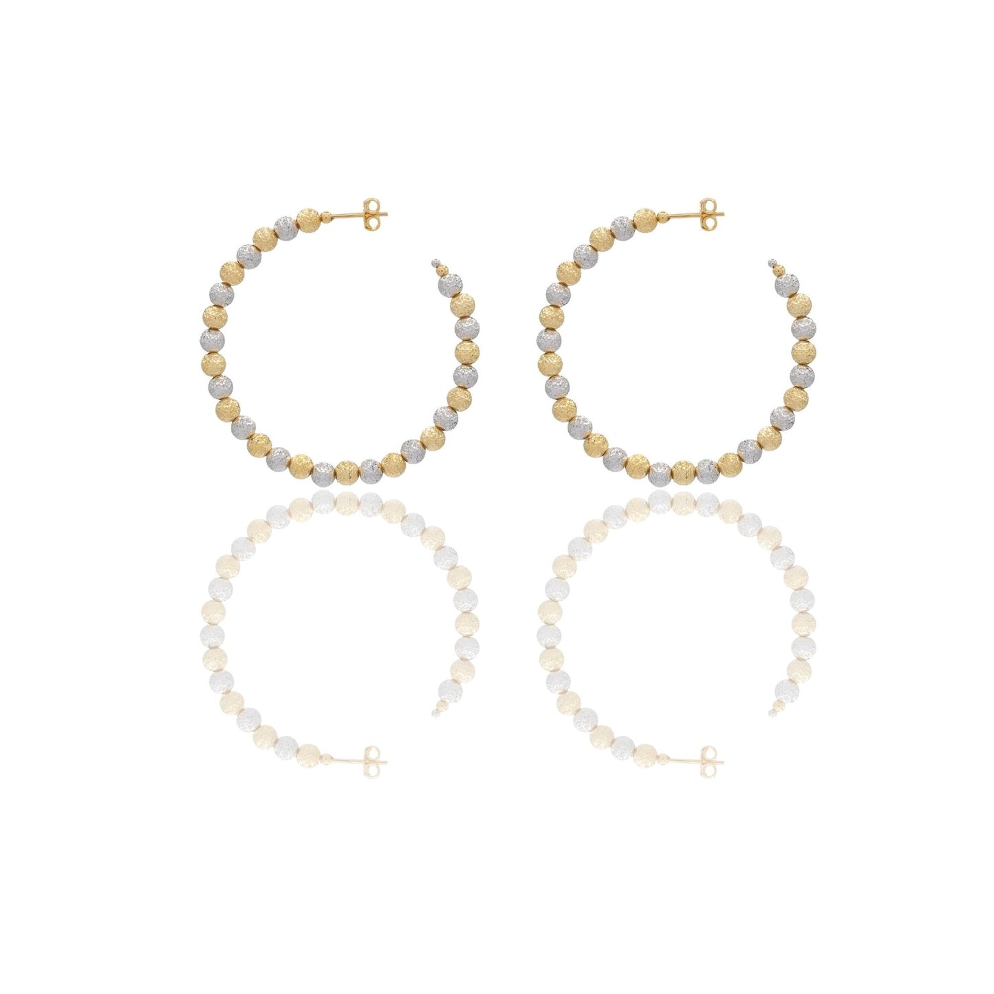 Orecchini Oro Giallo Oro Bianco Oro 18 carati Cerchi Milleluci Solo Oro diametro esterno cm.5 diametro sfera mm.5